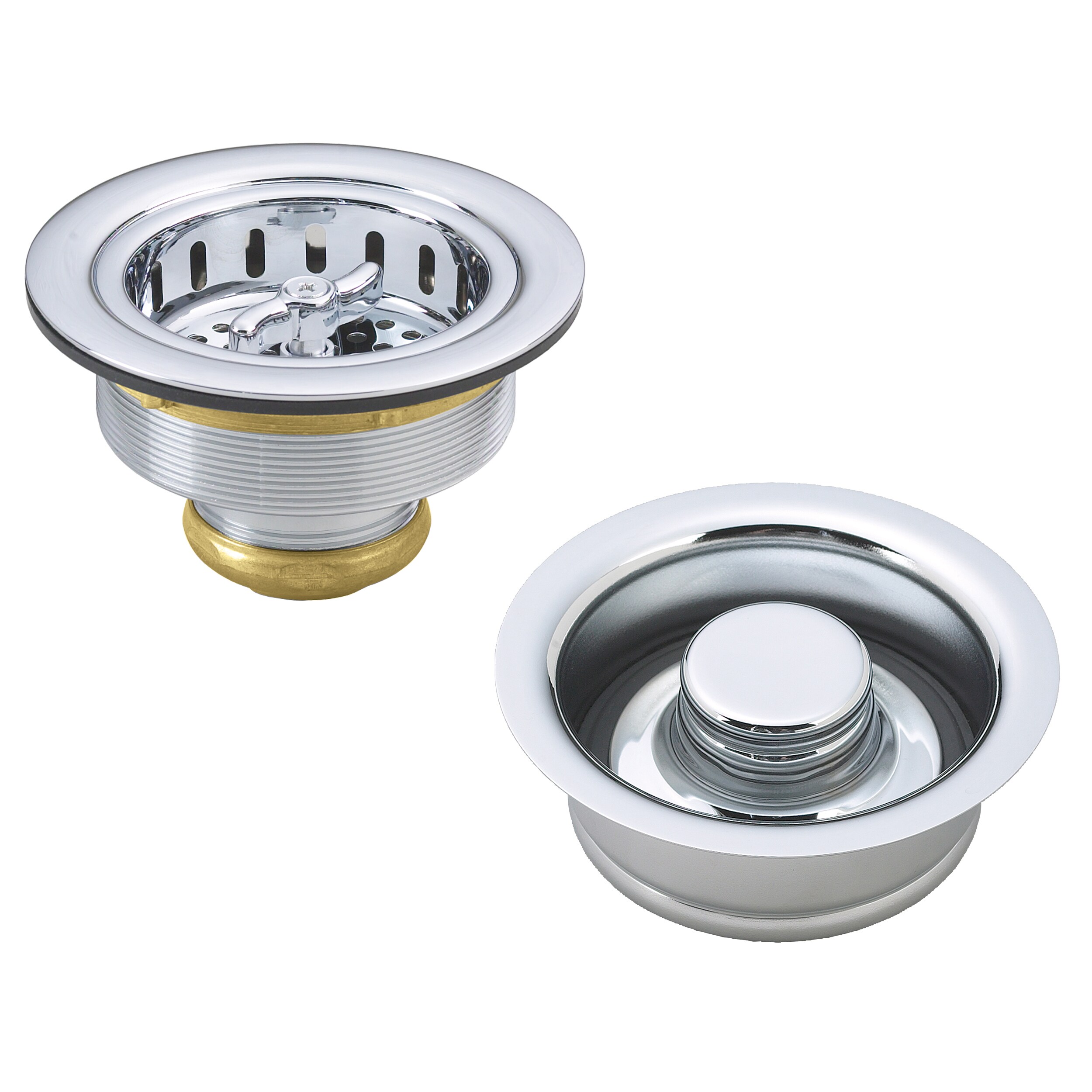 WESTBRASS D2155-26 3.5-in Polished Chrome Brass Strainer Basket with Lock Mount Included