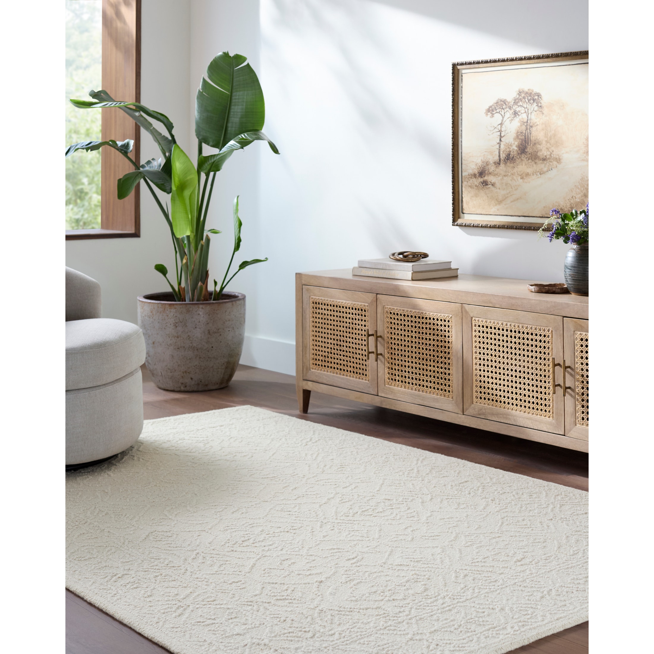 Livabliss SCY2304-23 Sicily 2 x 3 (ft) Tufted Wool Ivory Rectangular Indoor Stripe Global Pet Friendly Area rug