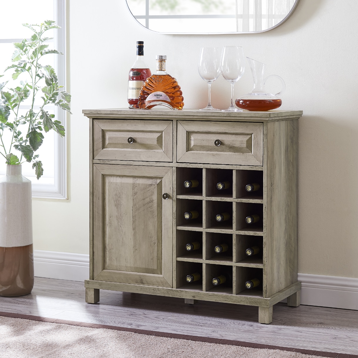 Home Source Industries DC35-GW -LW Arms 31.5-in x 30.24-in Gray Rectangle Bar Cabinet