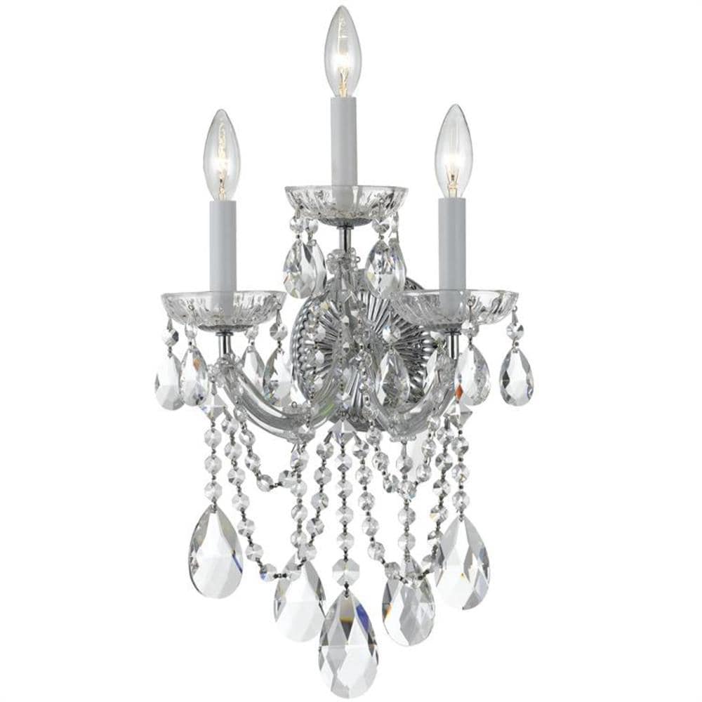 Crystorama Maria Theresa 11-in W 3-Light Polished Chrome Wall Sconce at ...