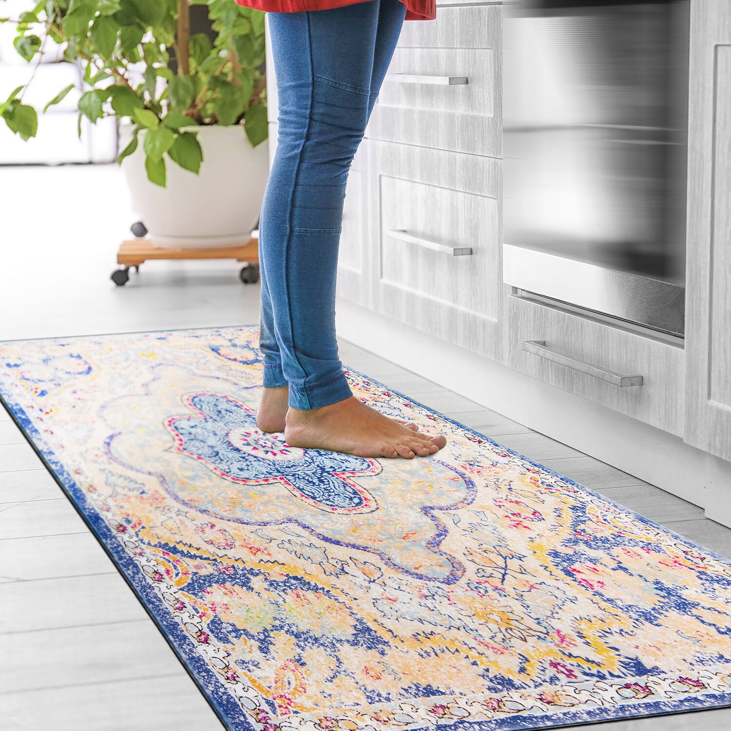 World Rug Gallery 812BLUE18X47 Mats-Cat - View #6