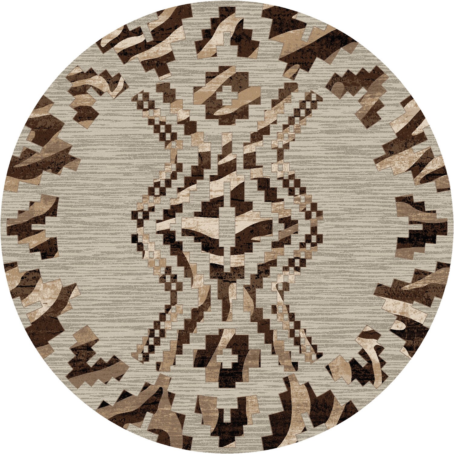 American Dakota 0407NAT296 8 x 8 (ft) Tufted Nylon Natural Round Indoor Animal print Rustic Area rug