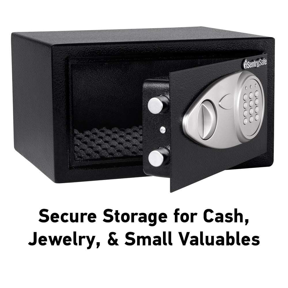 Basics Steel Home Security Electronic Safe with Programmable Keypad  Lock, Secure Documents, Jewelry, Valuables, 1.2 Cubic Feet, Black, 13W x