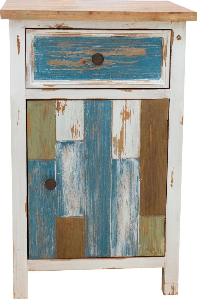 FirsTime 70010  and Co 19-in W x 30-in H Aged White, Multicolor Wood Farmhouse End Table with Storage Fully Assembled