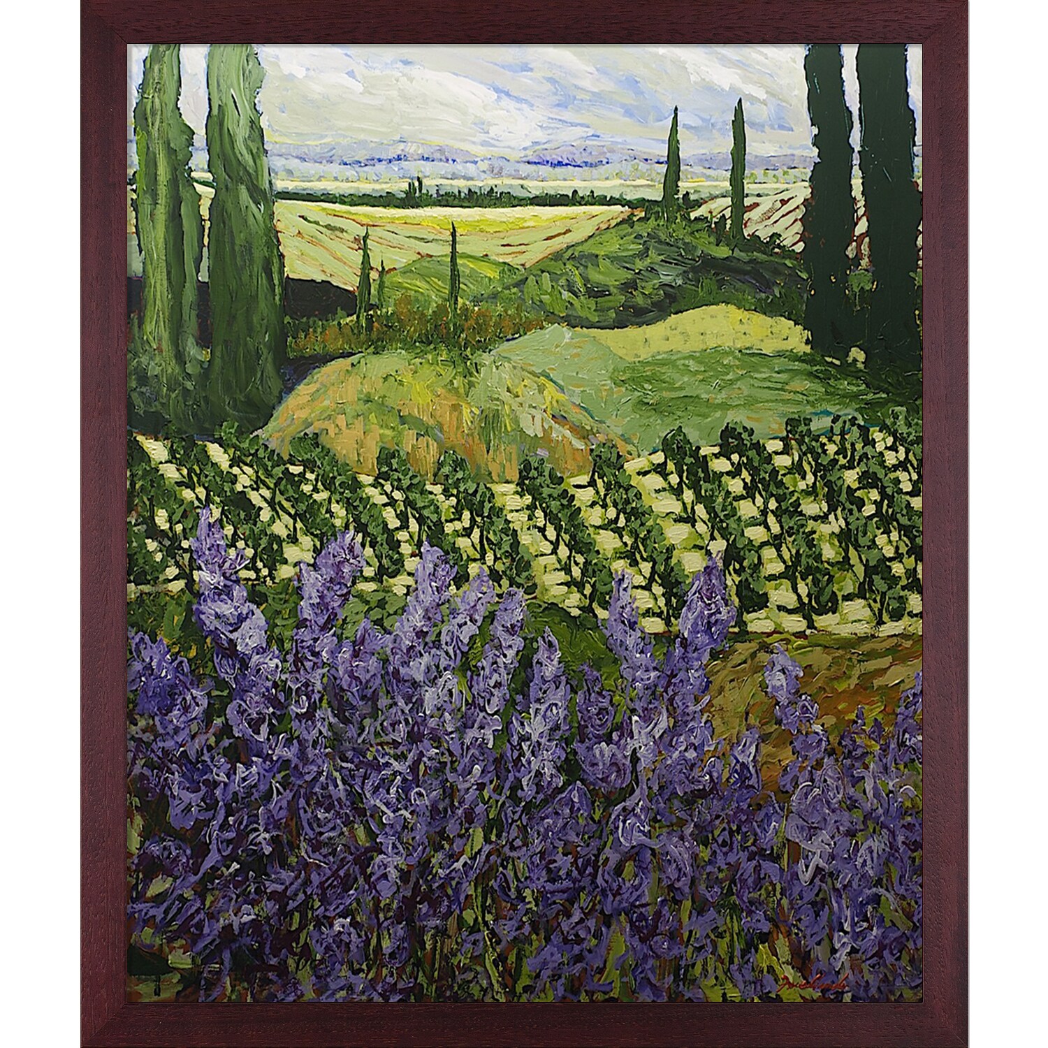 ArtistBe 688576794143 Chinaberry Hill Allan P. Friedlander Mahogany Wood Framed 26.5-Inches H x 22.5-Inches W Landscape Canvas Print