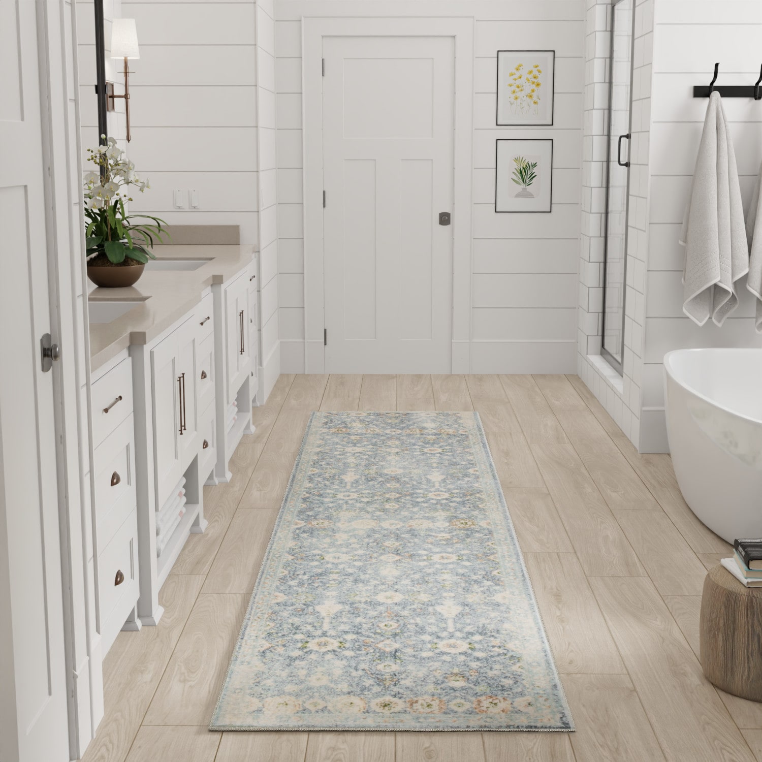 Nourison Home 099446978202 Astra Machine Washable 2 x 8 (ft) Loomed Polyester Teal Beige Rectangular Indoor Medallion Vintage Machine washable Runner rug