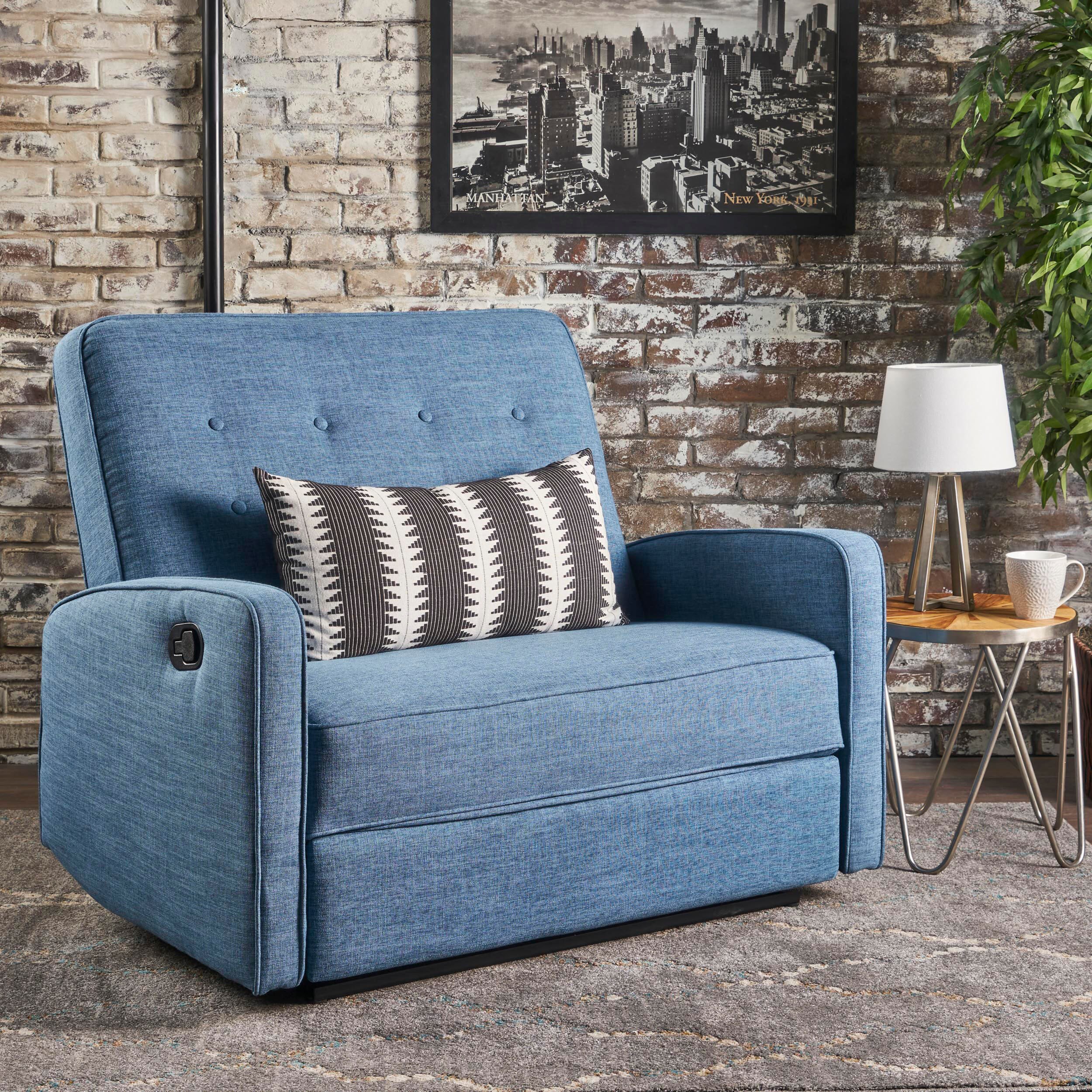 Christopher Knight Home 301530 Oliver Transitional Manual Recliner Chair Wide Design Blue