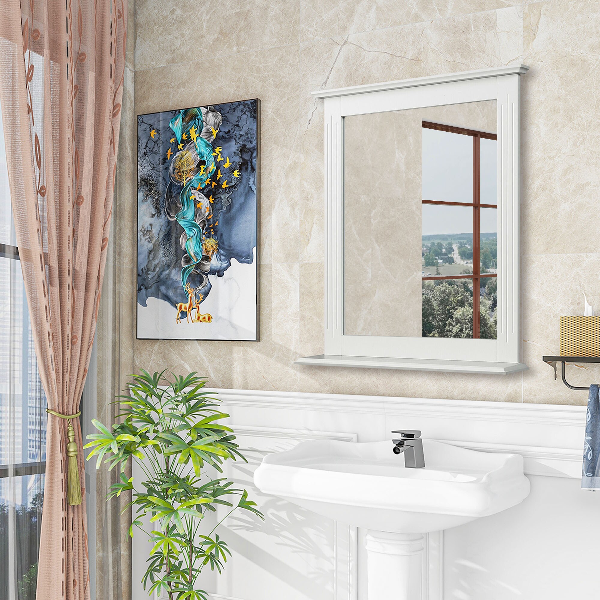 WELLFOR OUJ61553WH Framed-Bath-Mirrors - View #3