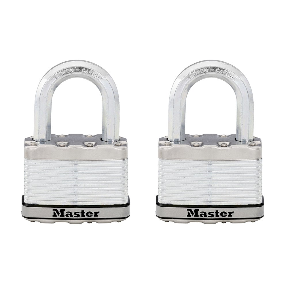 Master Lock Heavy Duty Outdoor Keyed Padlock, 2-1/2-in Wide x 1-1/2-in  Shackle Keyed Alike (2-Pack) in the Padlocks department at