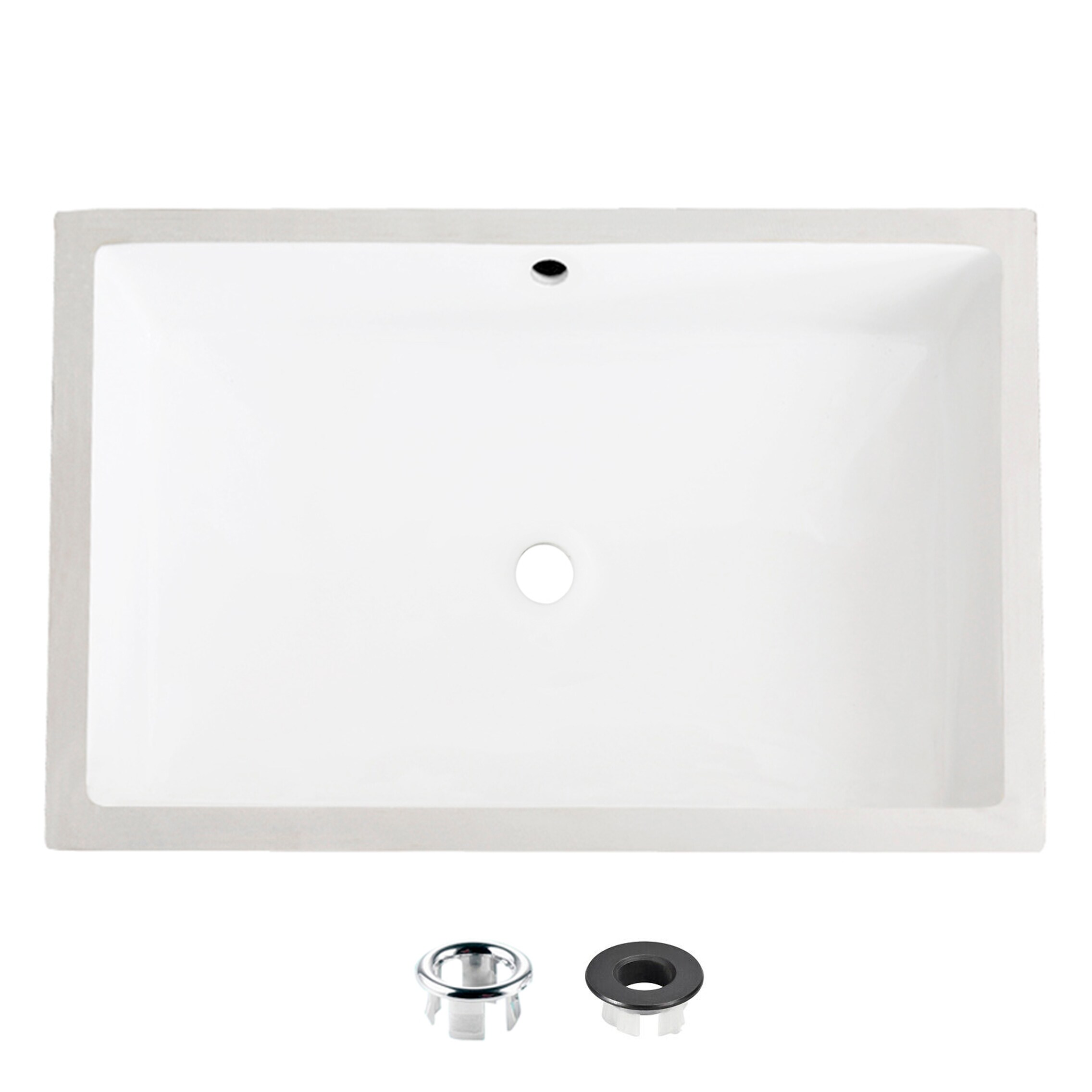 Stylish P-208 Voguish Porcelain Undermount Rectangular Modern White Bathroom Sink ( 24.5-in x 16.5-in )