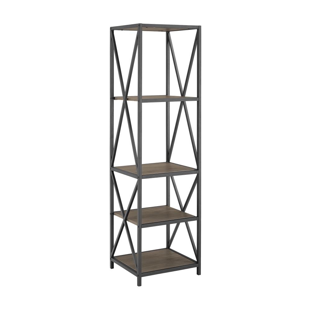 LWST18XMWSG Slate Grey Metal 4-Shelf Bookcase