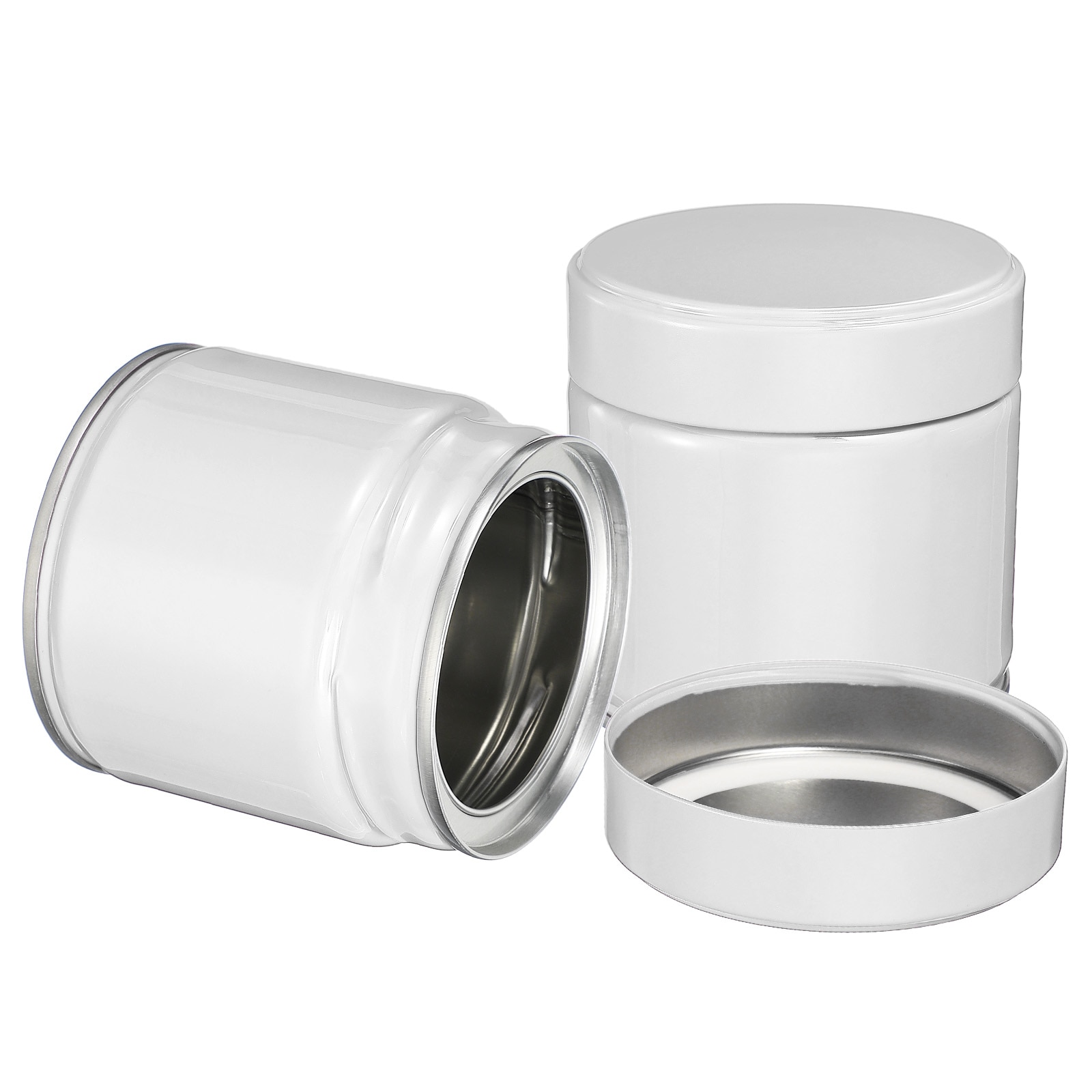 Unique Bargains 2pcs Round Tea Canisters 3 Inch x 3 Inch Airtight Metal Tea Containers for Loose Tea Coffee Beans Spices - Durable Compact and Stylish Storage Tea Tin (White) #S26051300UX1492