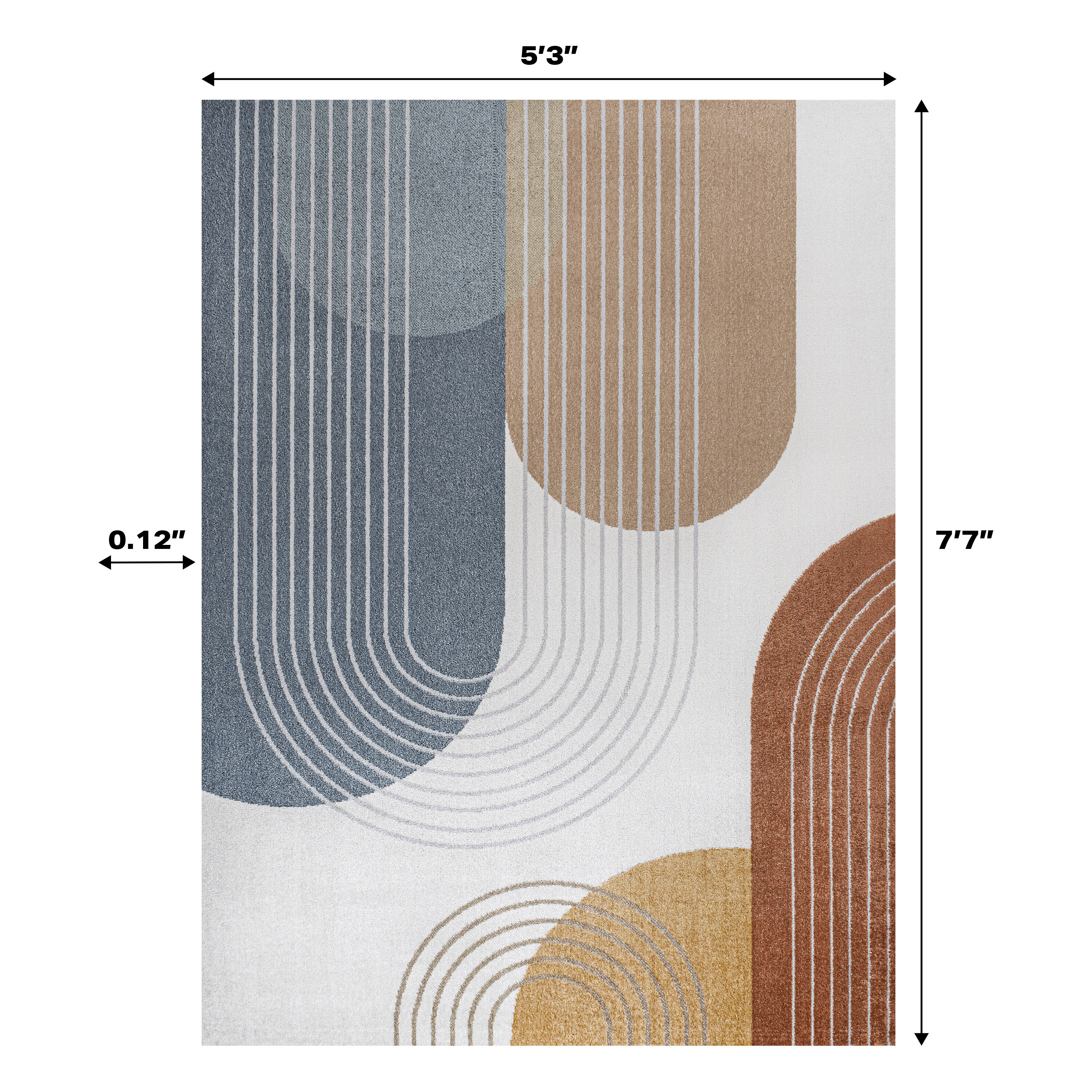 Multi-Color Geometric Washable Synthetic Kids Area Rug 5' x 8'