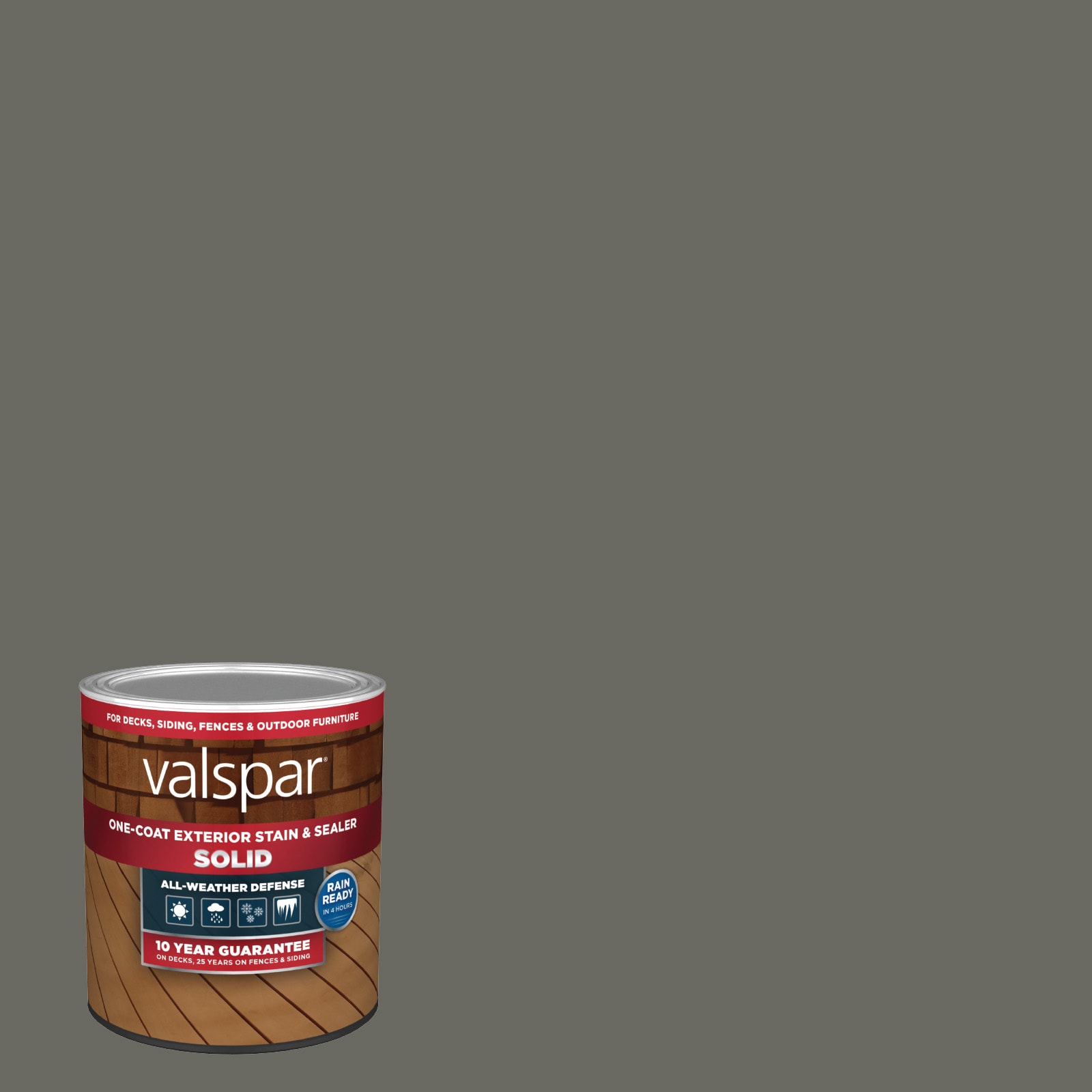 Colonial Pewter Solid Exterior Wood Stain and Sealer (1-quart) in Brown | - Valspar COLNIAL PWTR-1028090