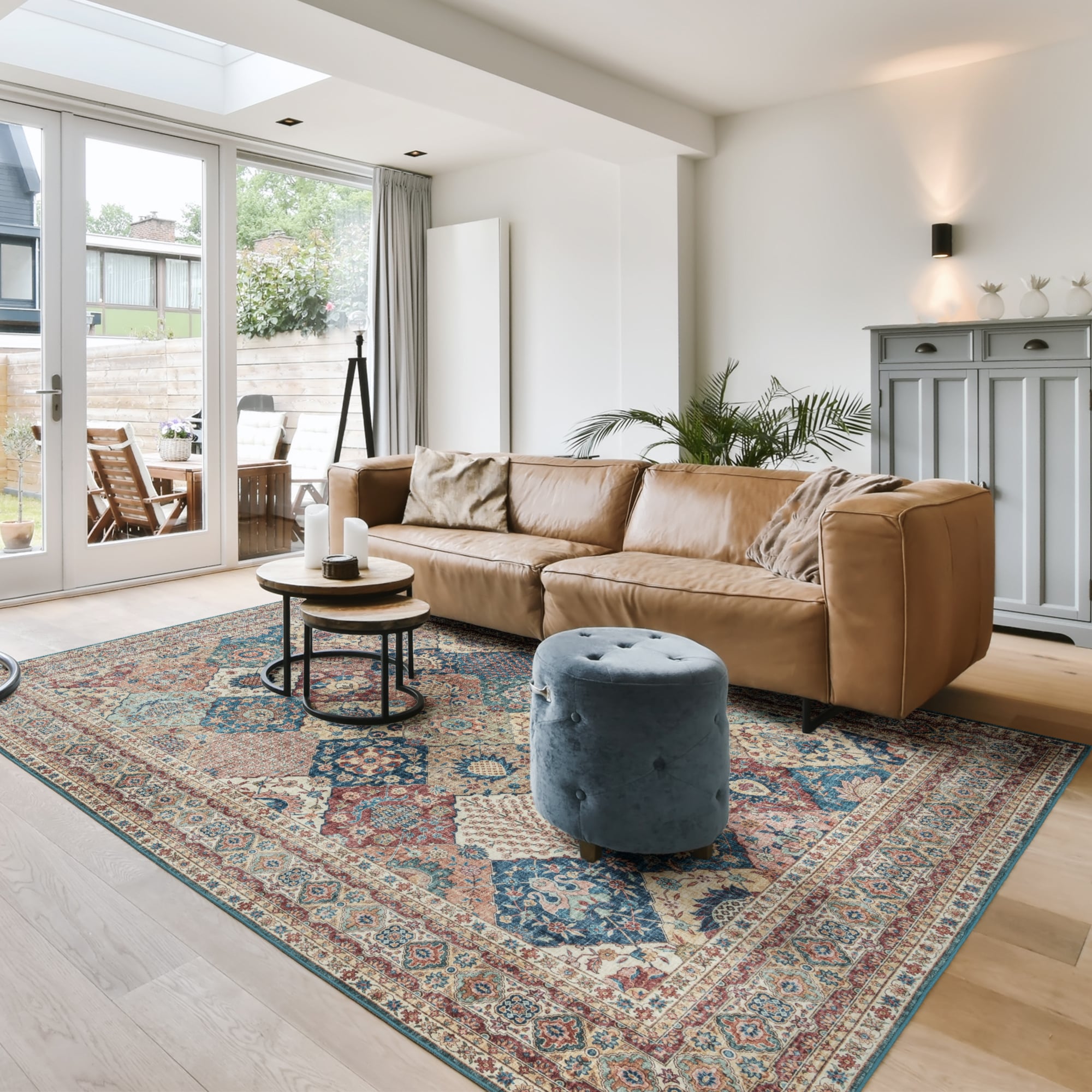 Cinzia Multicolor Synthetic Oriental Washable Area Rug 9x13