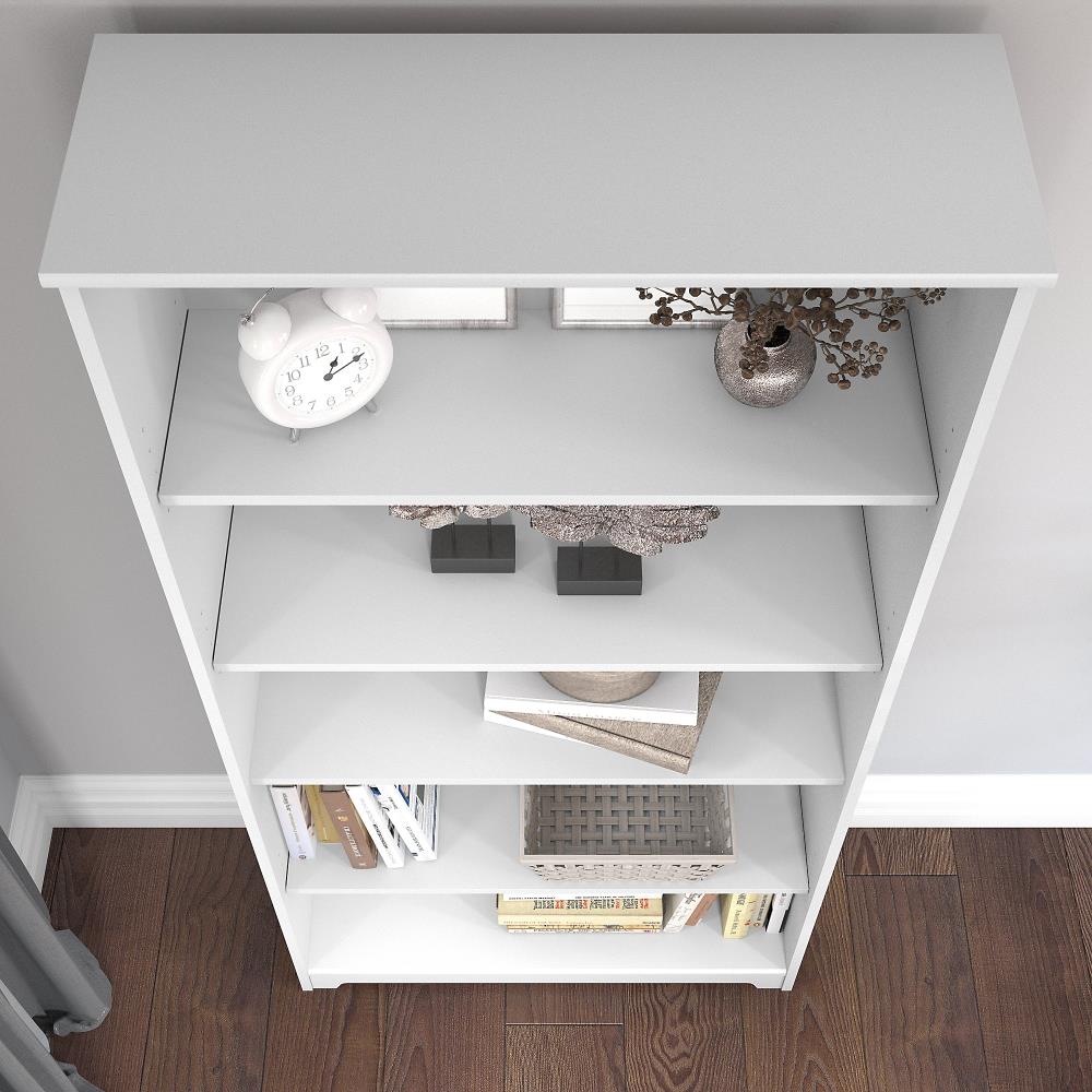 Vineego Wood Bookcase Tall Book Shelves 5 Display Storage Organization Furniture for Living Room,Ivory White, Size: 28.34 inch x 11.41 inch x 71.25