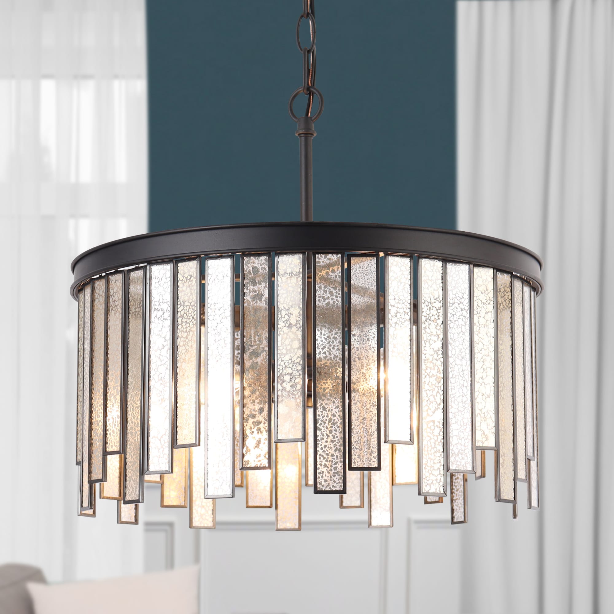 LNC LE6Z6FN67B328C Hemaaolay 3 -Light Matte Black Traditional For Use in Bedrooms, Dining Rooms, Foyers, Kitchens, Living Rooms Chandelier