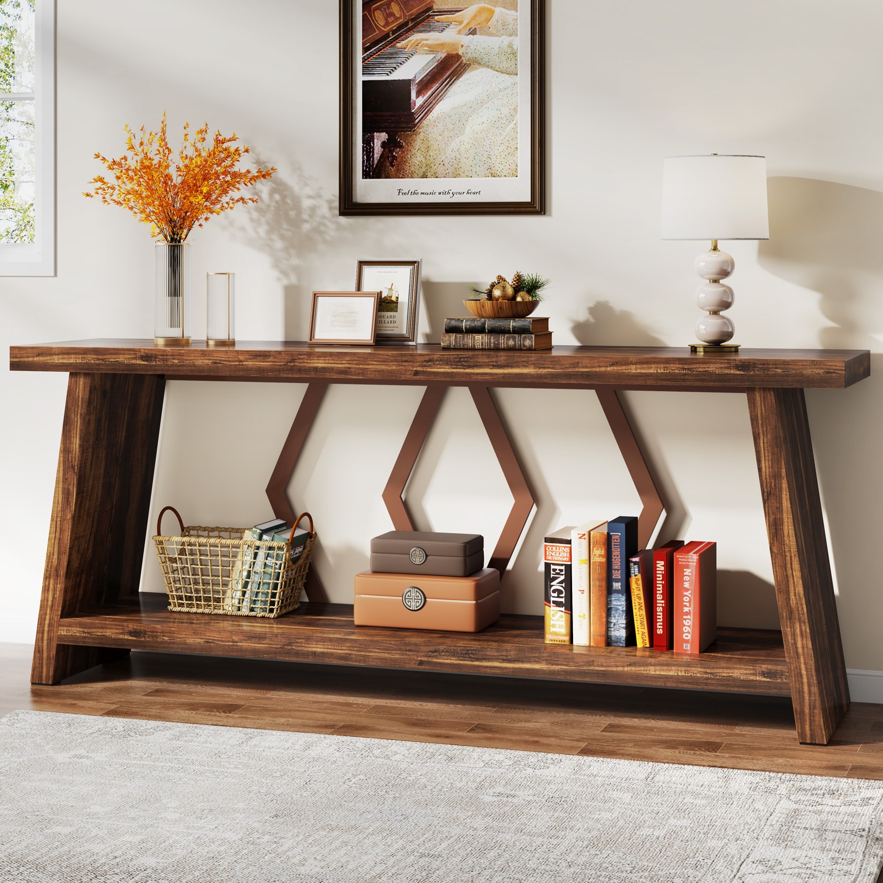 Fnova LWTJ-F1959X Console table Farmhouse Finished Console table