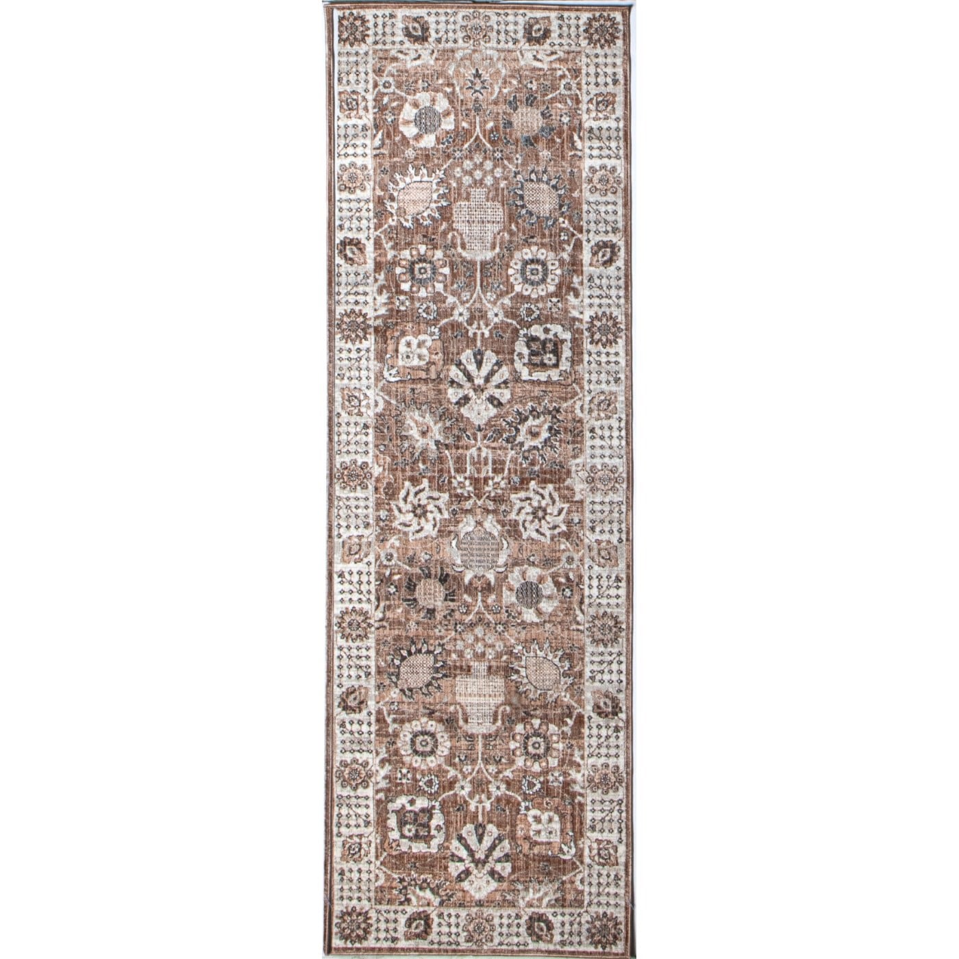 Bashian 649652327433 Legacy 3 x 10 (ft) Polyester Dusty Rose Rectangular Indoor Geometric Runner rug