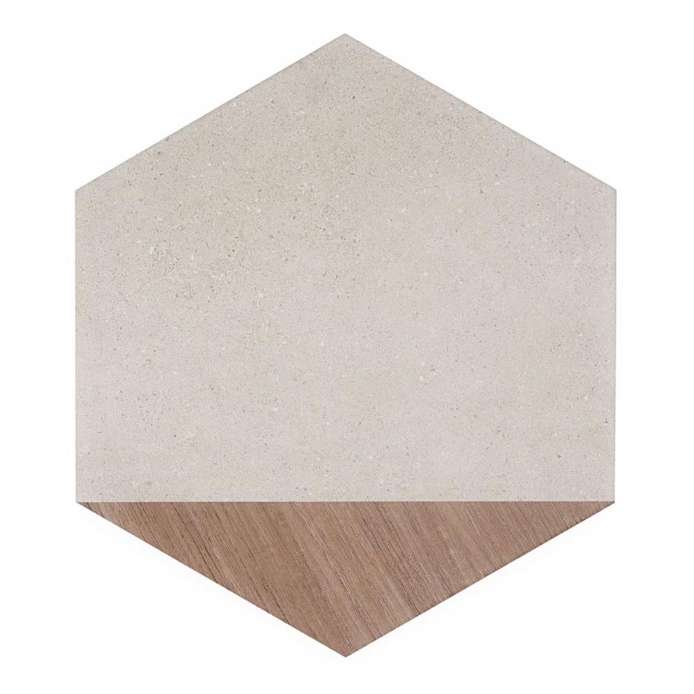 Artmore Tile EXT3RD106098 Sample - Bower Hex Wood Taupe 6-in x 8-in Matte Porcelain Patterned Floor and Wall Tile