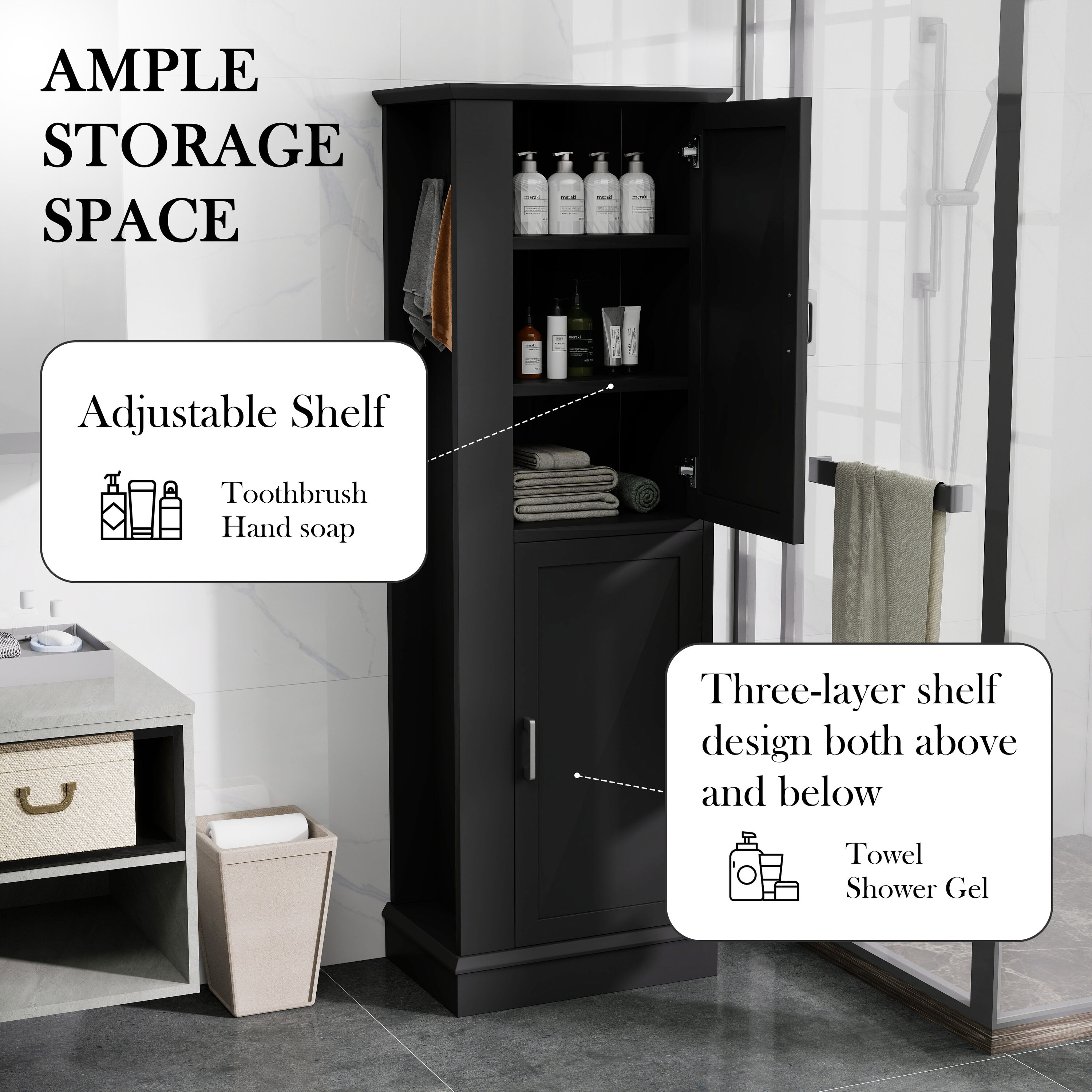 Hrinhom BA05-BLACK Linen-Cabinets - View #12