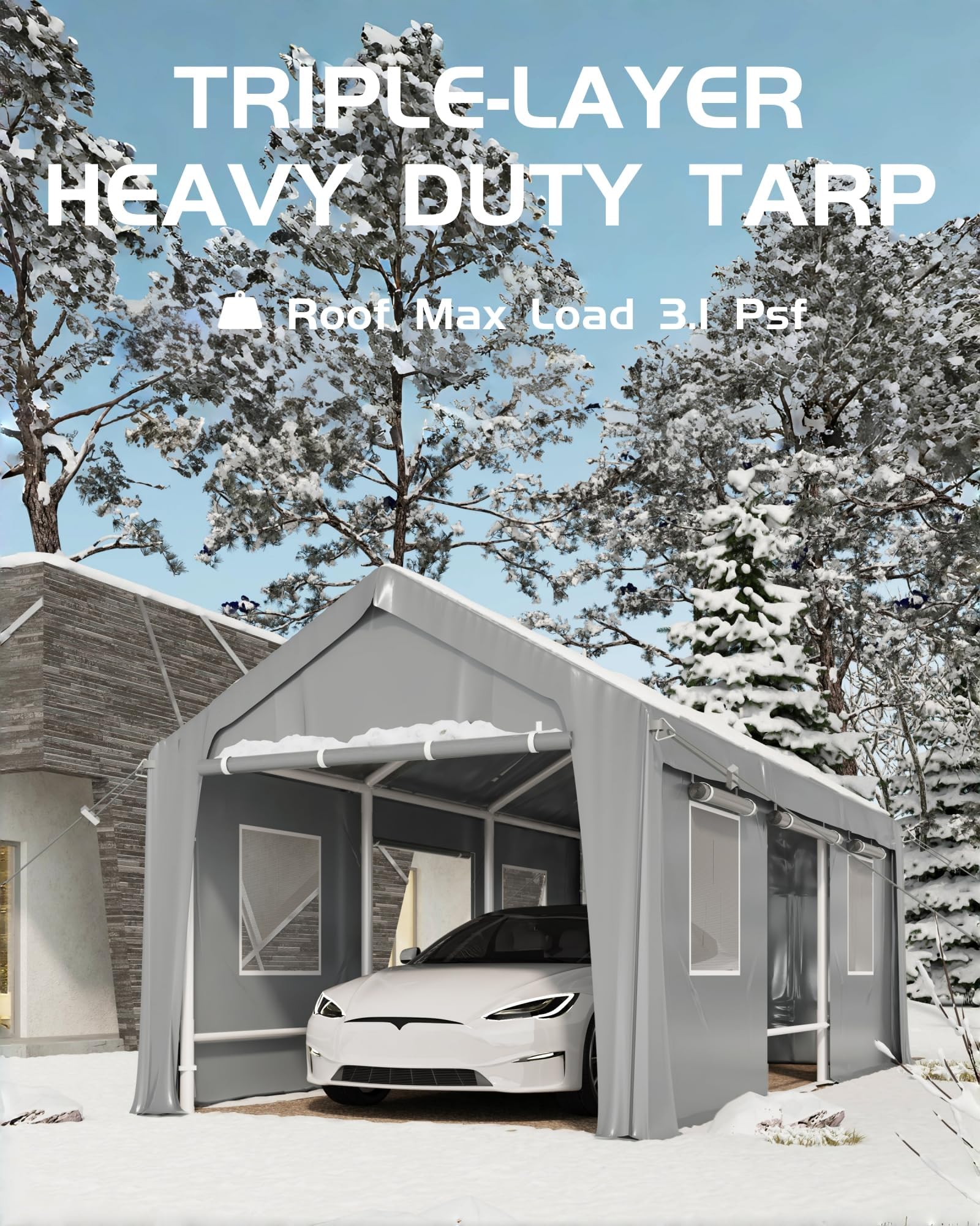 GarveeLife C3H-EYF2WV-650A Carport-Covers - View #6
