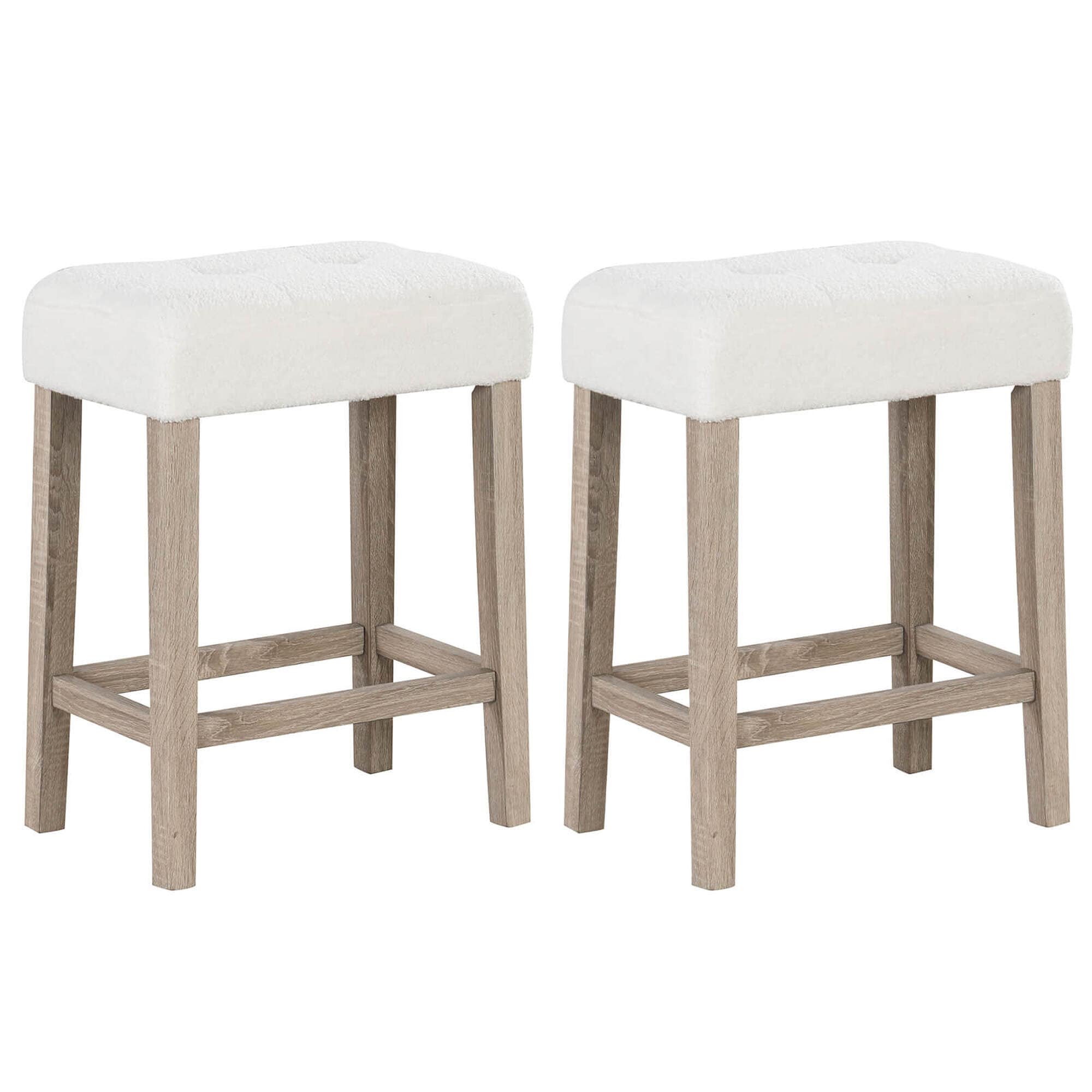 Costway HCST04588 Set of 2 Beige + Gray 24-in H Counter height (24-in to 27-in) Square Seat Upholstered Wood Bar Stool