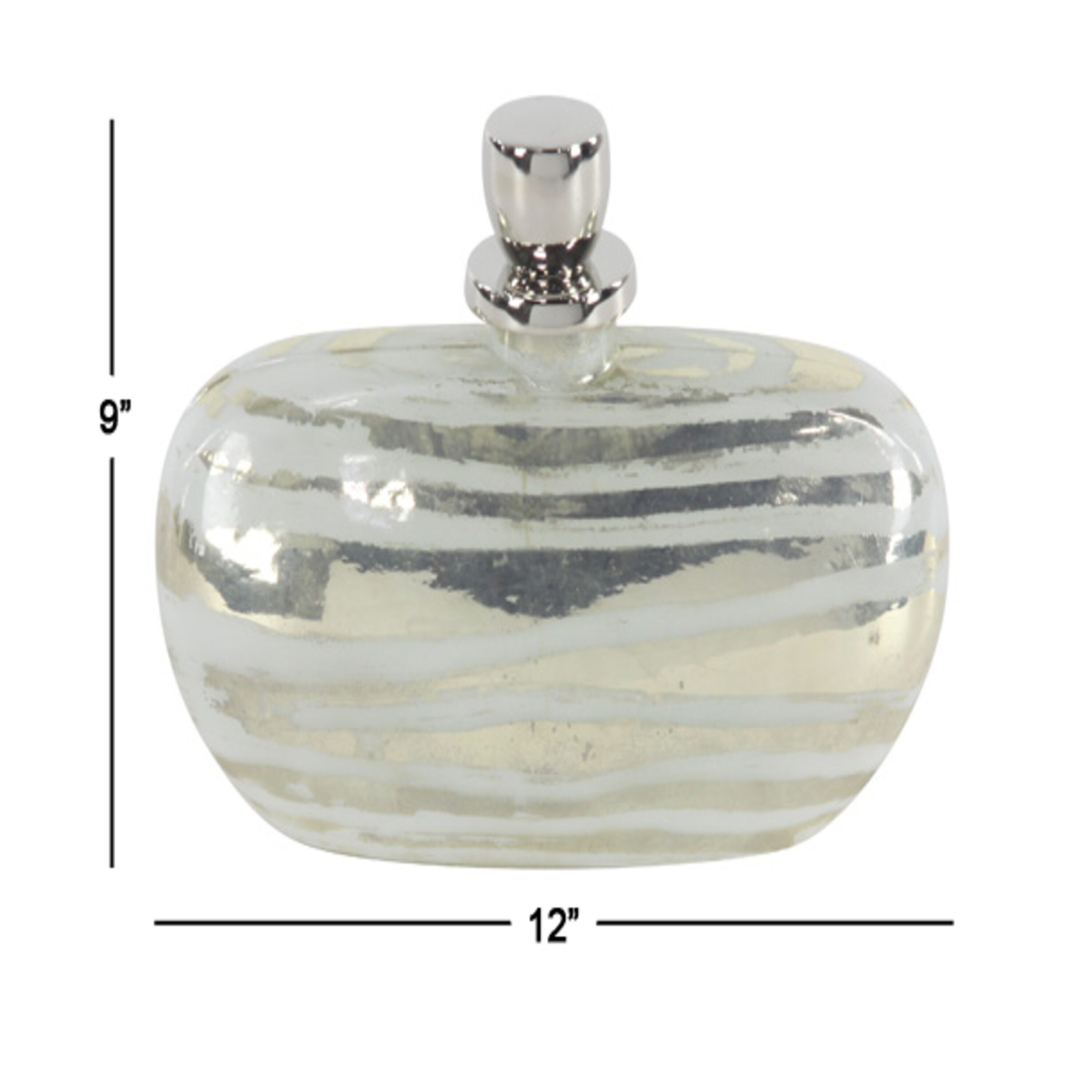 Silver Striped Glass Decorative Jar with Aluminum Stopper