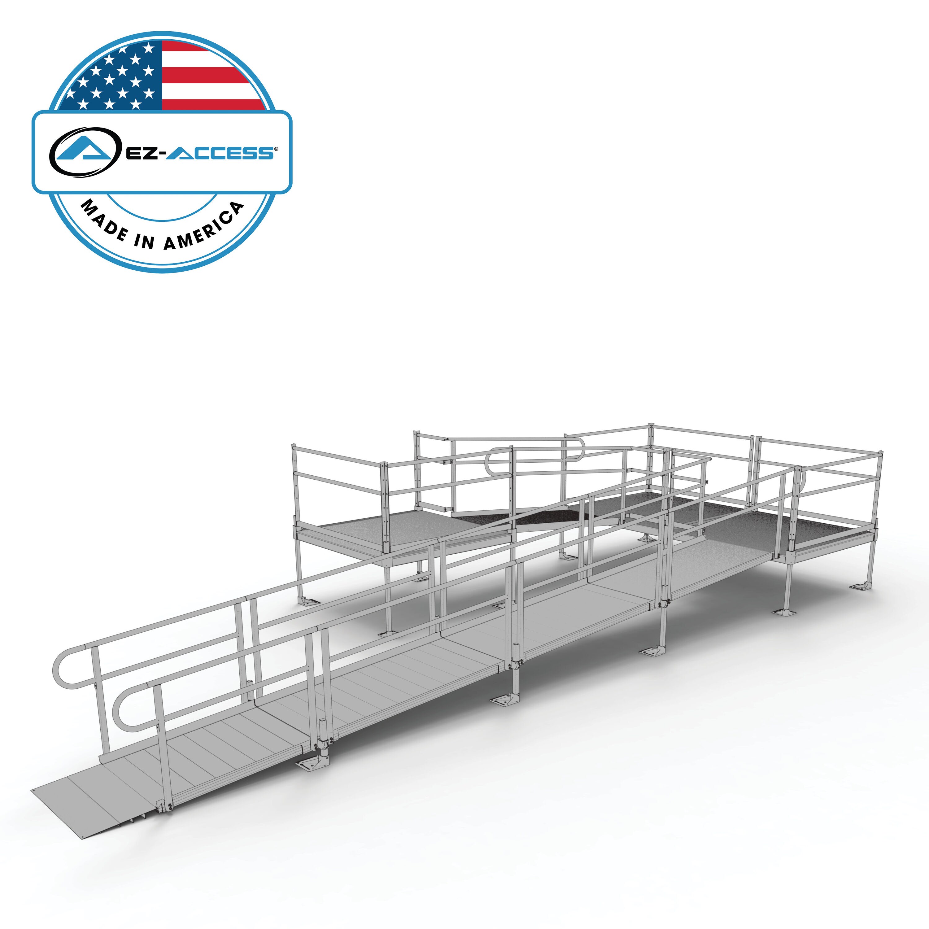 EZ-ACCESS PS28U55TTS 28-ft x 148-in Aluminum Modular Entryway Wheelchair Ramp