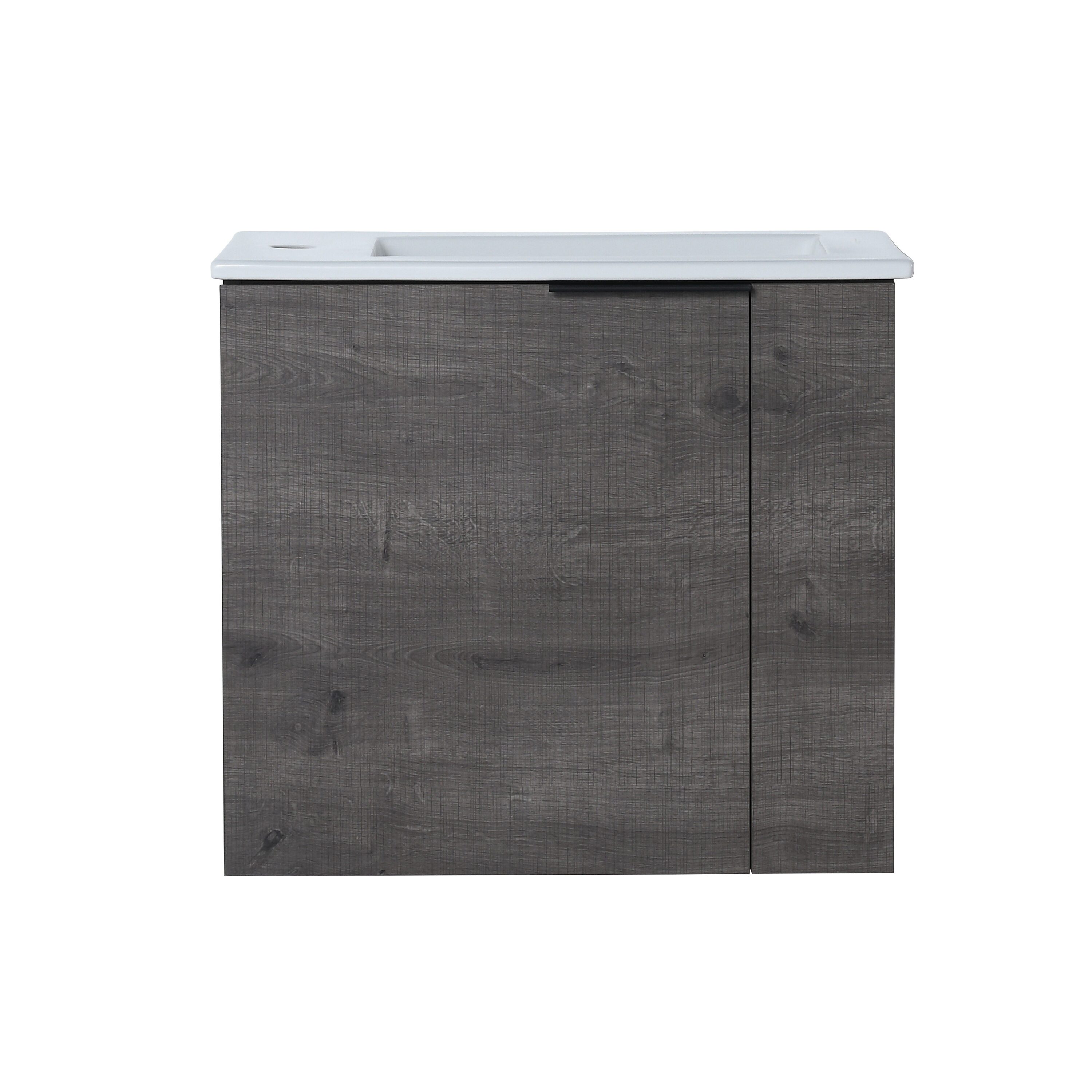 LIVACA 22 inch Plaid Grey Oak Plywood Bathroom Vanity with Sink with Soft Close Door