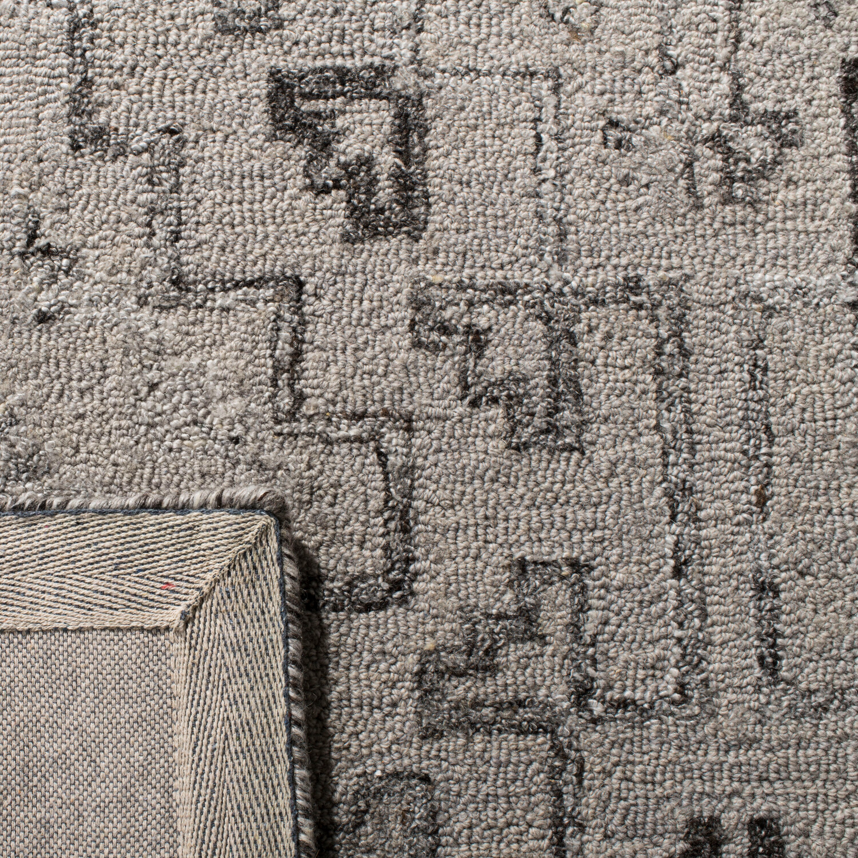 Handmade Abstract Black & Taupe Wool-Blend 6' Square Area Rug