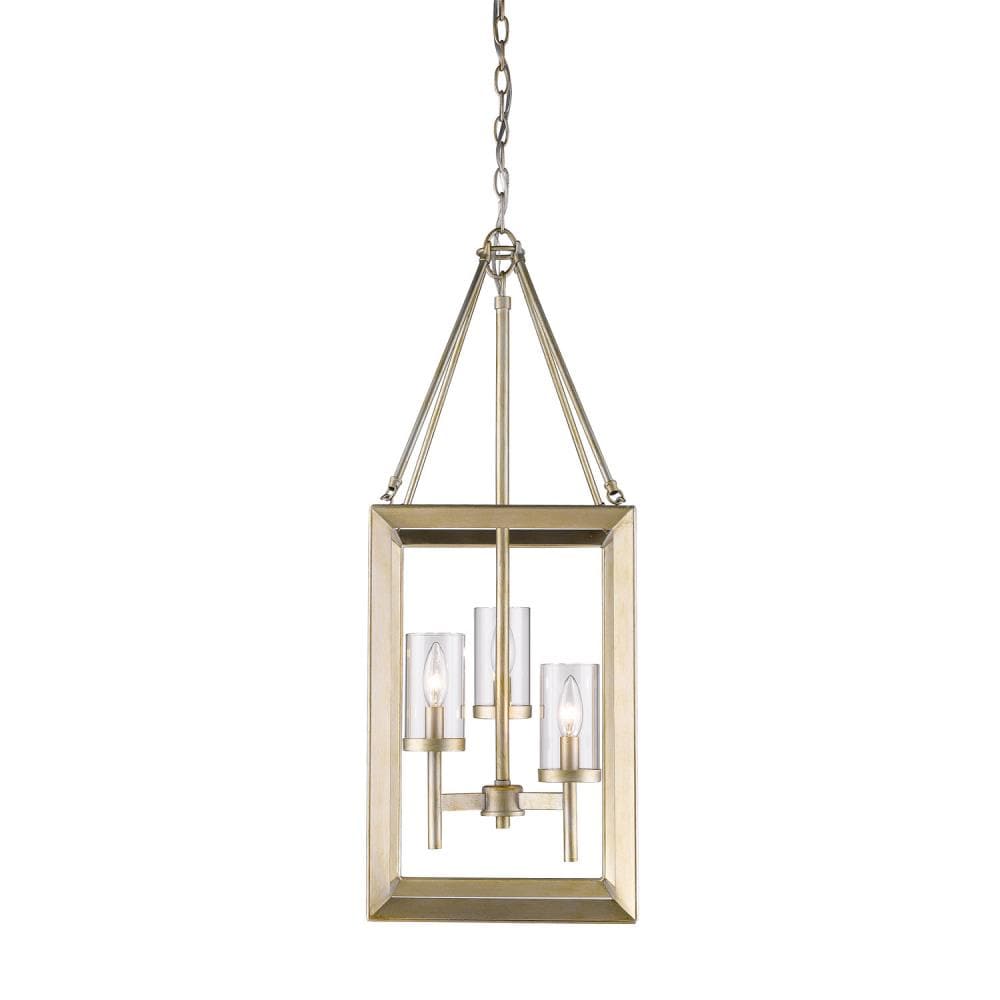 White Gold 3-Light Pendant with Clear Glass Shade