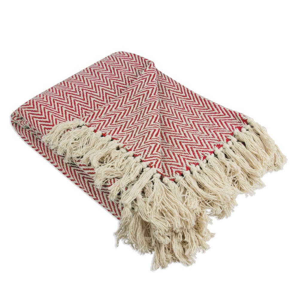 DII CAMZ34282 Tango red 50-in x 60-in Cotton Throw