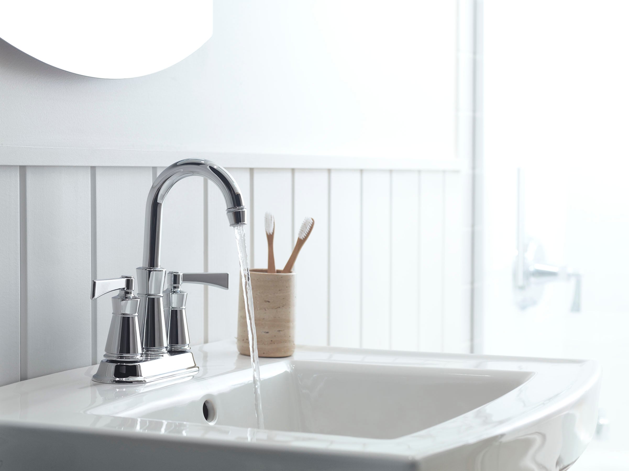 KOHLER 2358-4-0 Archer Vitreous China White Pedestal Sink Top (23.94-in x 20.44-in x 7.94-in)