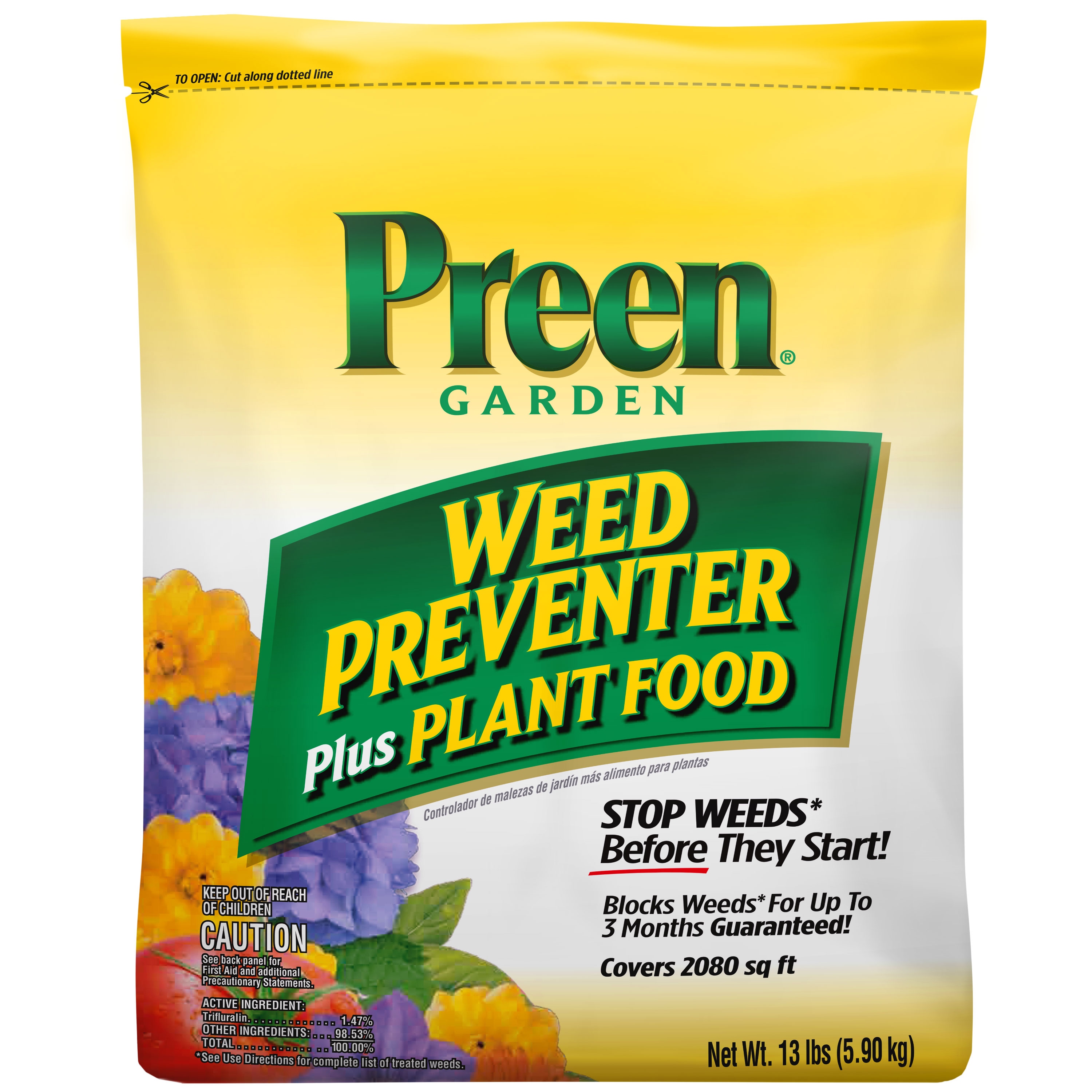 Preen 2164099 Garden Weed Preventer + Plant Food 13-lb 2080-sq ft Pre-emergent Herbicide