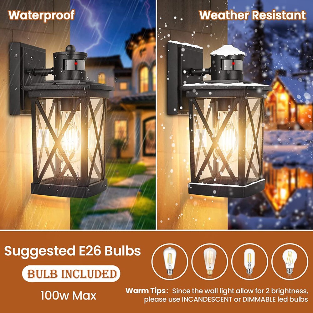 Outdoor Post Light Packs Exterior Pole Lantern Lighting Fixture with E26 Base Waterproof Matte Black Finish Lamp for Patio Garden (Bulb not inclunde - 3