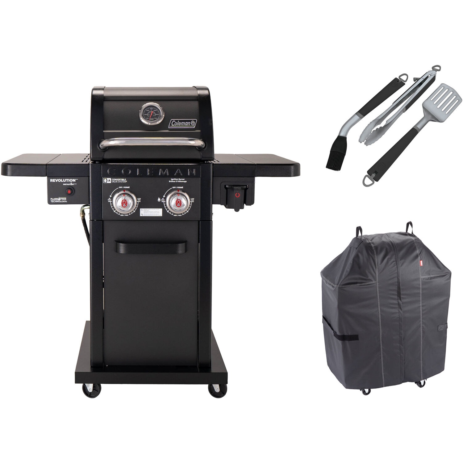 Coleman RV-201BBQ-3-KIT Grilling Kit Black 2 -Burner Liquid Propane Gas Grill