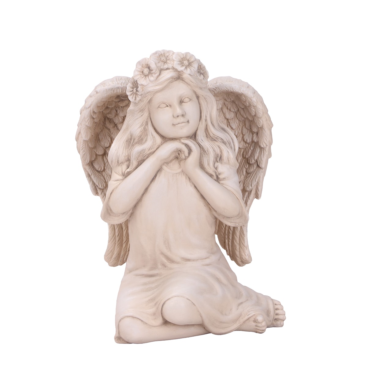 Style Selections 11.75-in H x 8.5-in W White Cherub Garden Statue #A06-2363