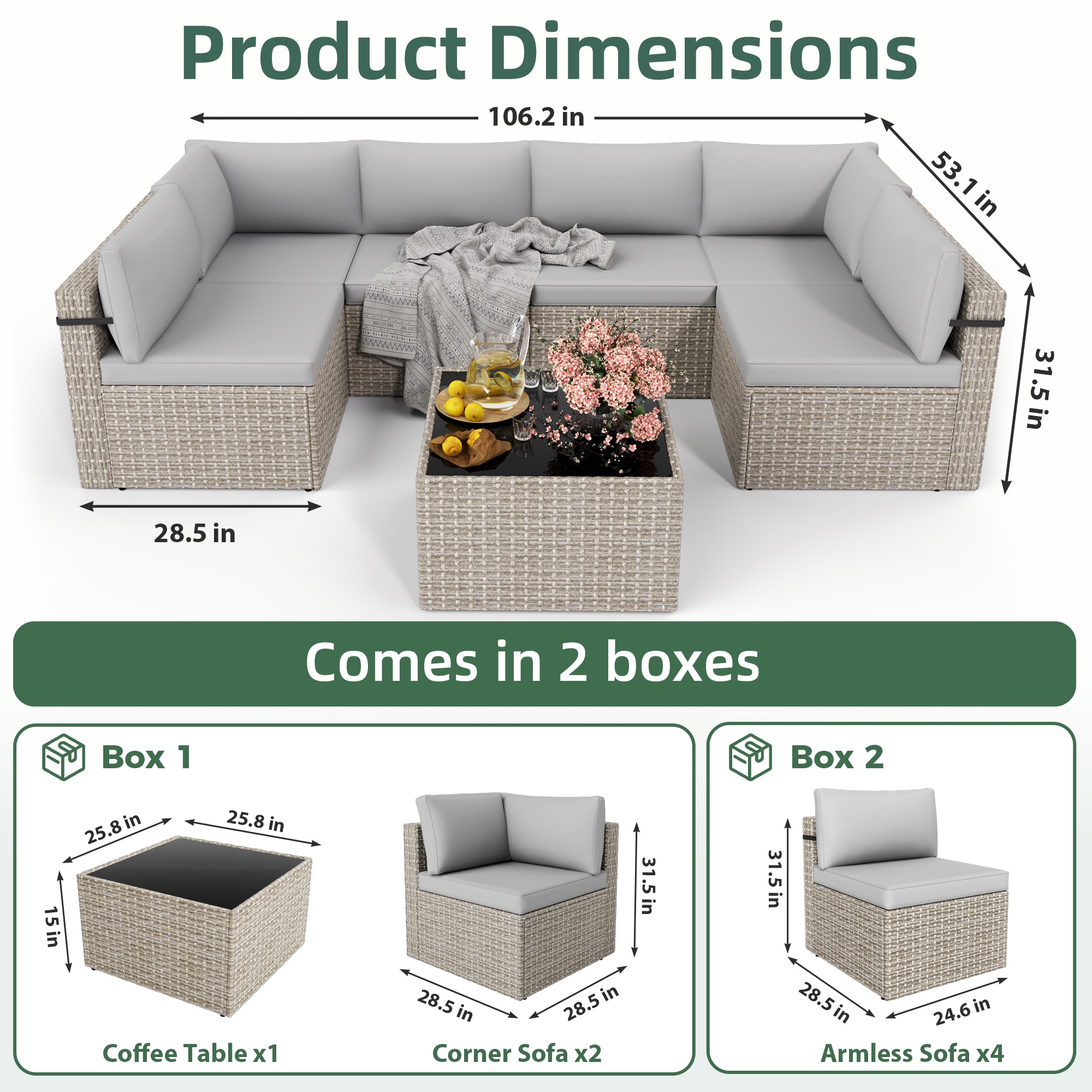 PamaPic TB-SF-7JT-UG-WL1 Patio-Conversation-Sets - View #12