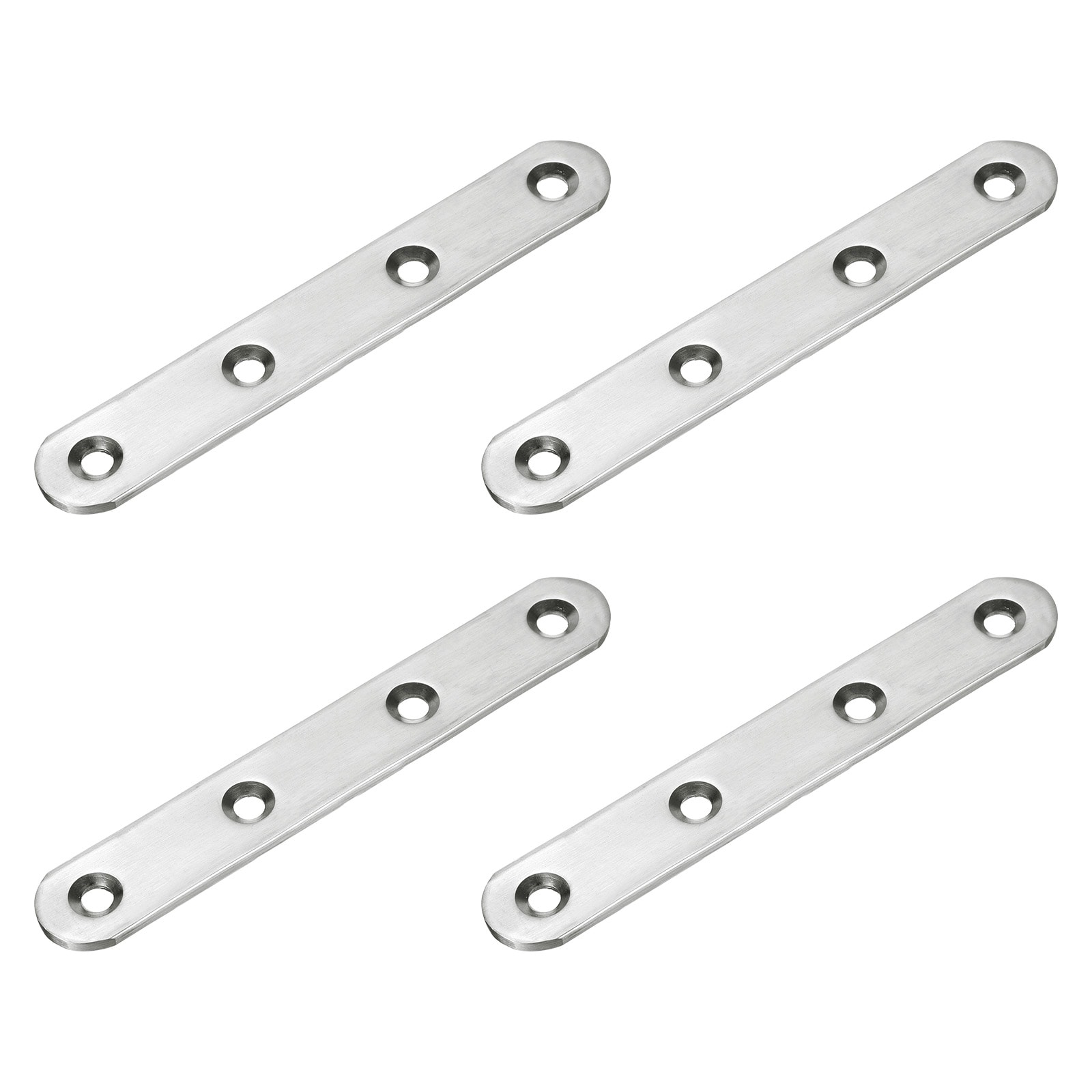 Unique Bargains 4pcs Flat Straight Brace Brackets 4.7 x 0.7 Inch Mending Plates Connector Furniture Repair Fixing Joint Stainless Steel Silver #S26033100UX7592