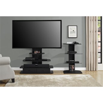 Home Galaxy Transitional Black/Black TV Stand Integrated TV Mount (Accommodates TVs up to 70-in) in the TV Stands department at Lowes.com