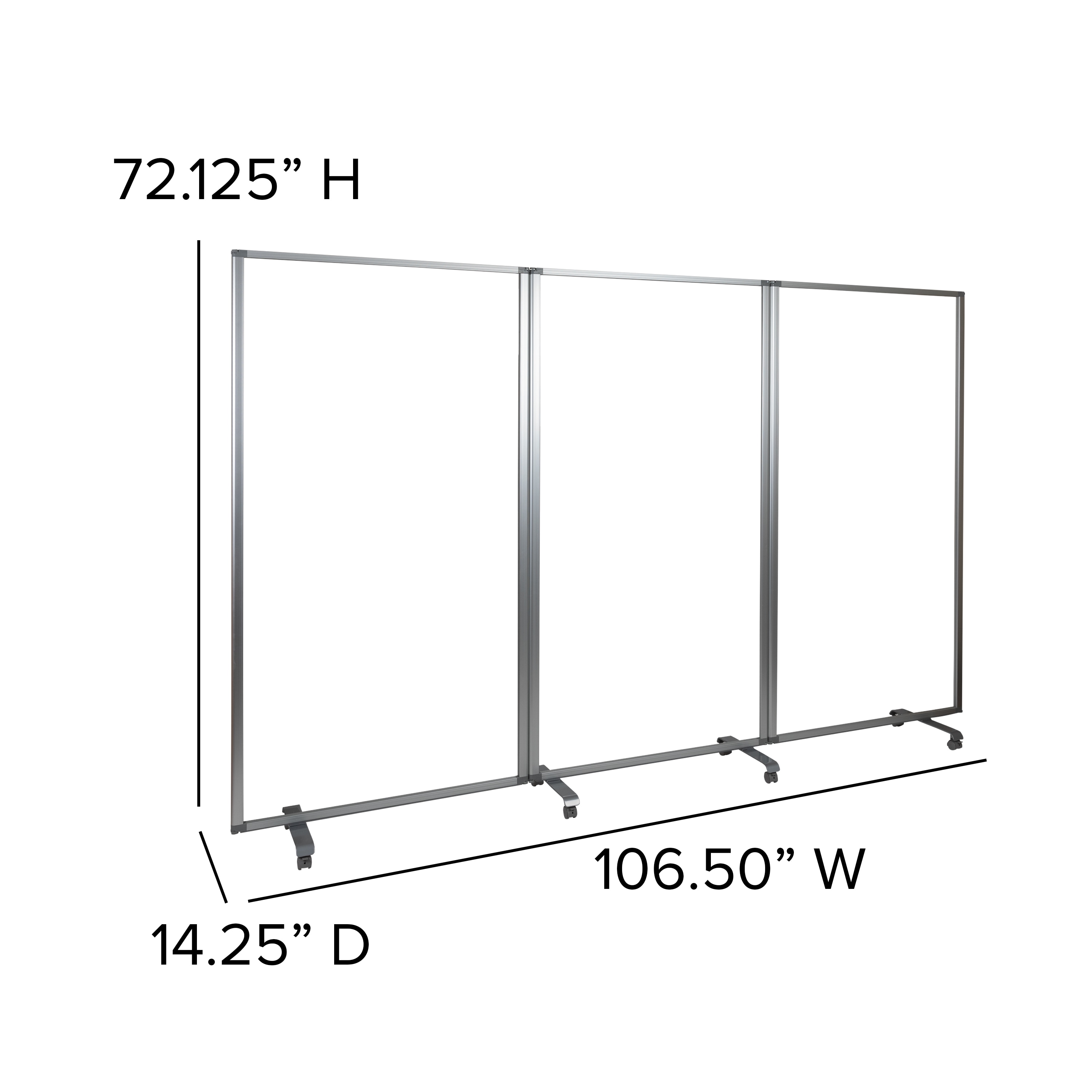 Clear Acrylic Mobile Room Divider with Lockable Casters