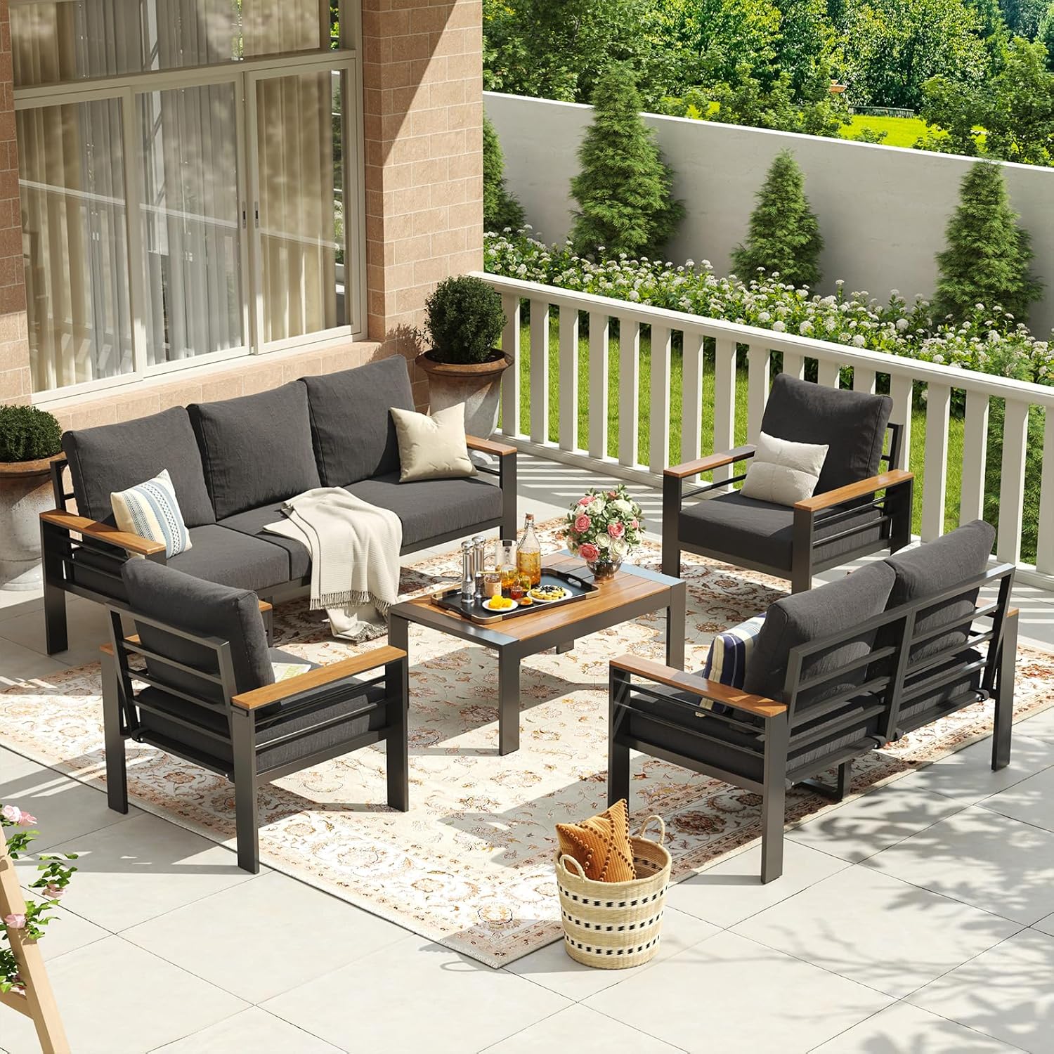 AOXUN Aluminum Outdoor Furniture Set 7 Seats Oversized Patio