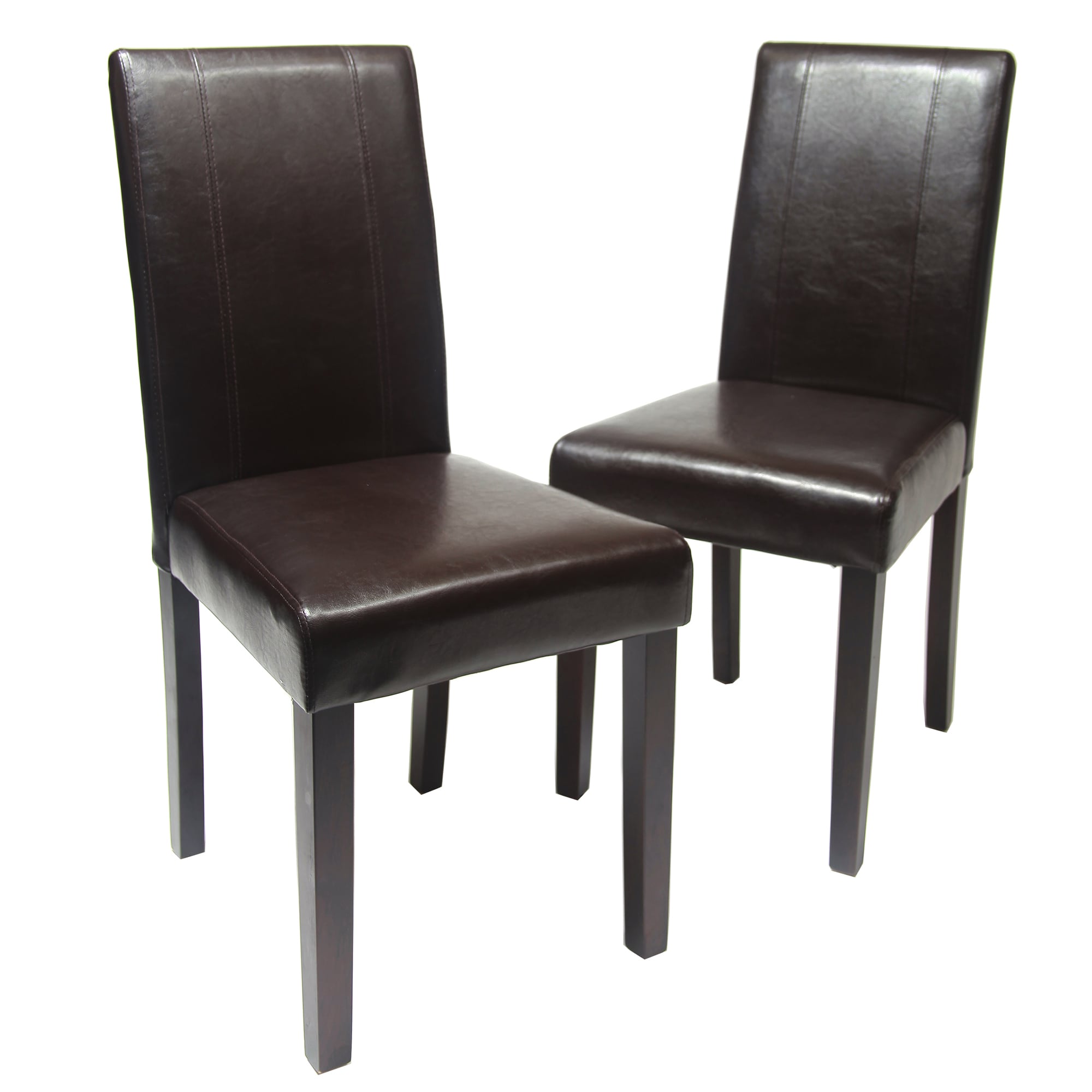 Sumyeg GU-W45418507 Urban Style Solid Wood Leatherette Padded Parson Chair Modern Brown Faux leather Accent Chair
