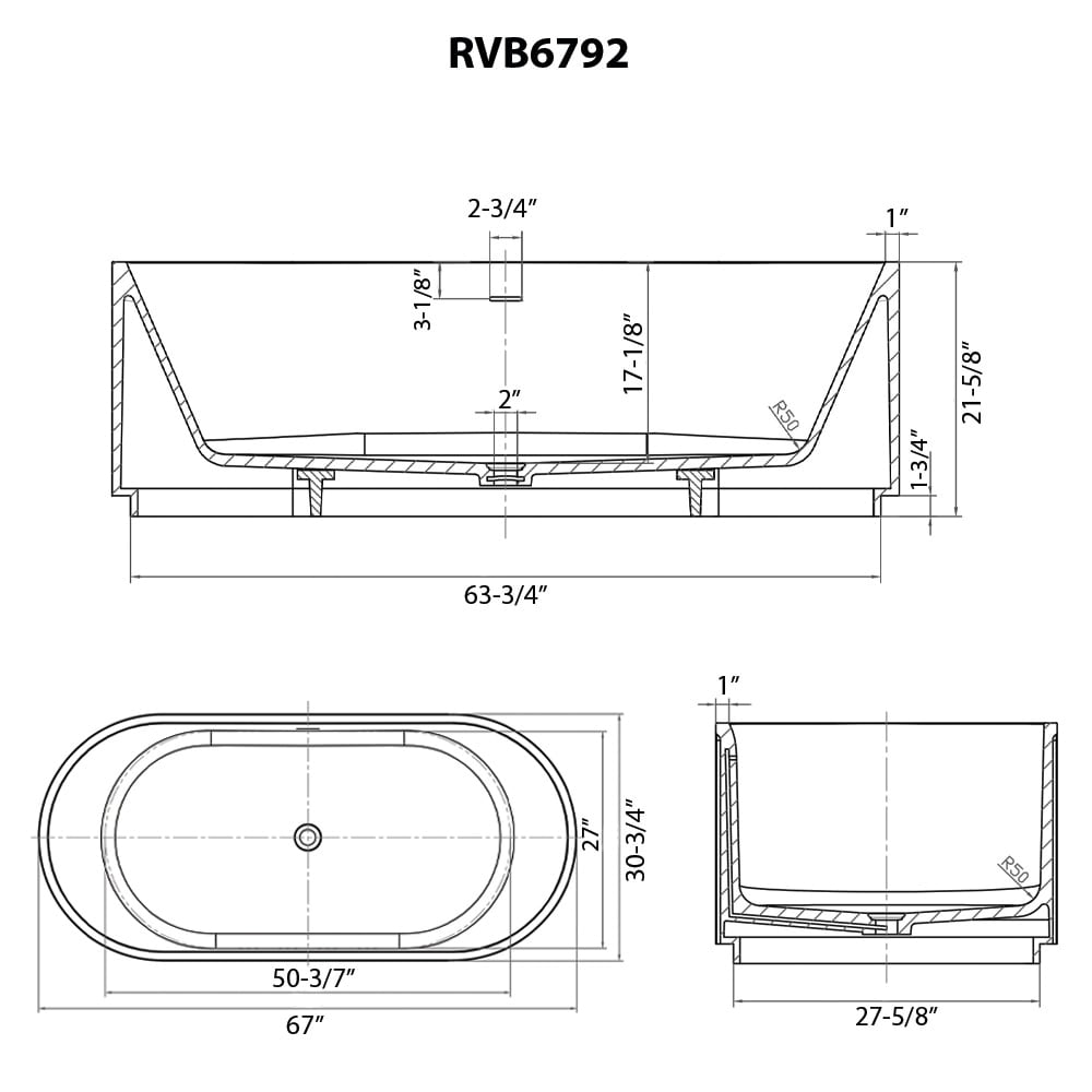 Ruvati RVB6792WH bathtubs - View #5