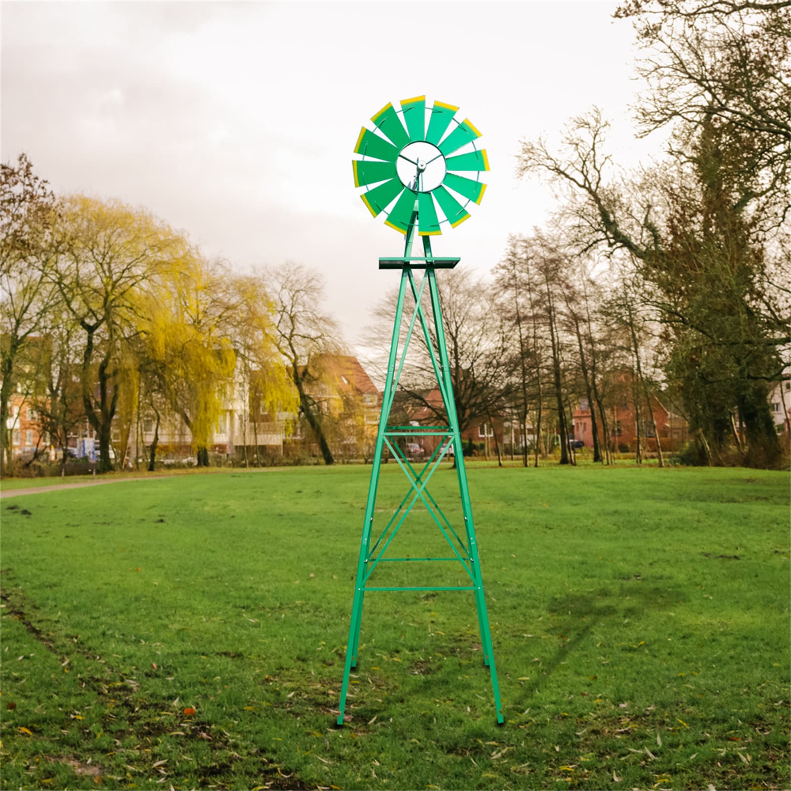 VINGLI Upgrade 8ft 12-Blade Ornamental Windmill Green