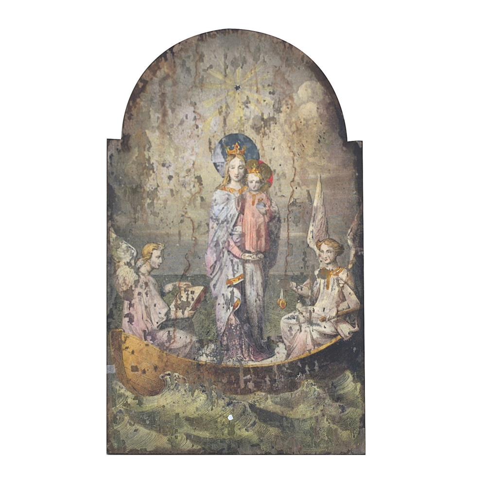 STORIED home DA0262 23.6-Inches W x 39.25-Inches H Wood Vintage Mary ans Angels Country Wall accent