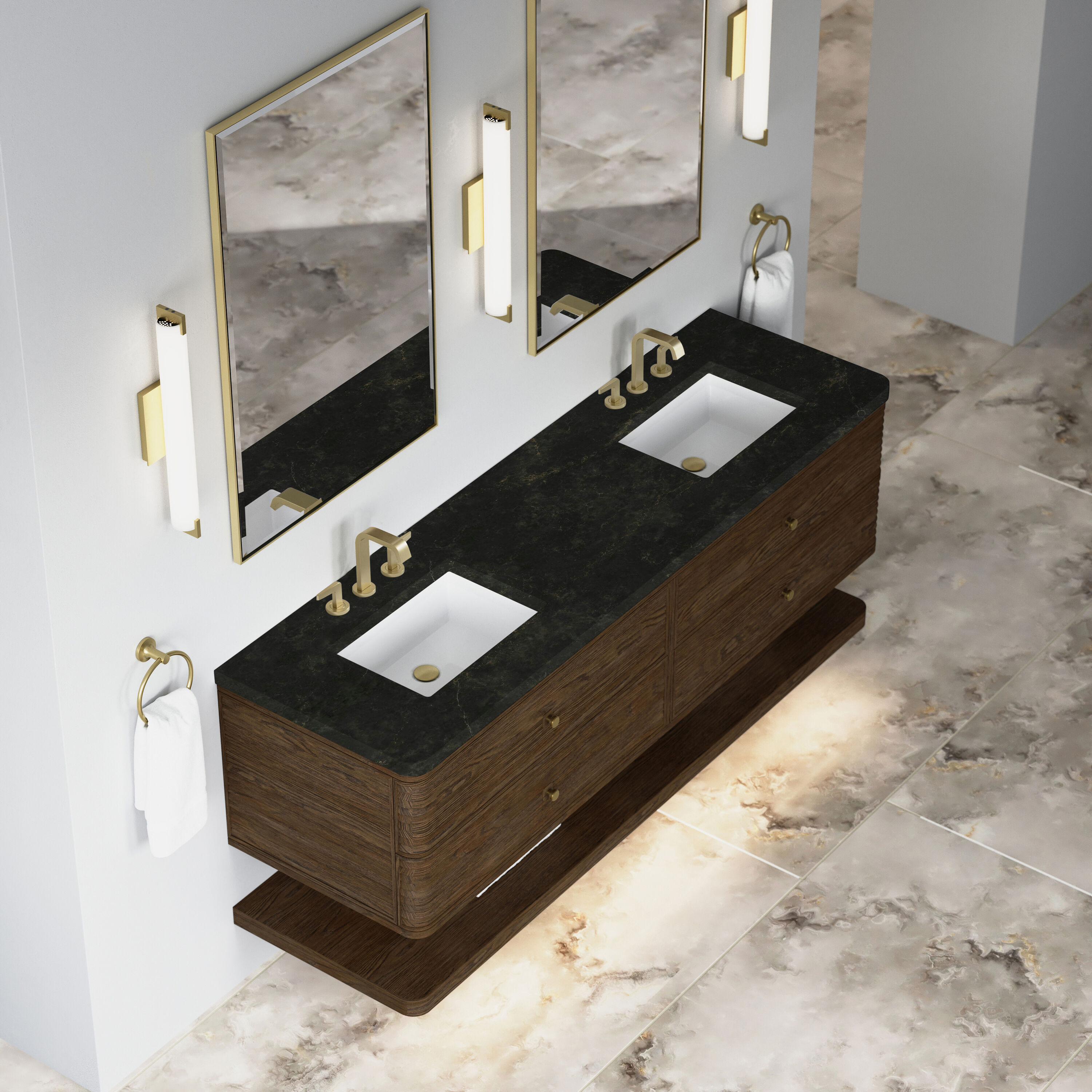 James Martin Vanities Allamari 72-in Sable Undermount Double Sink