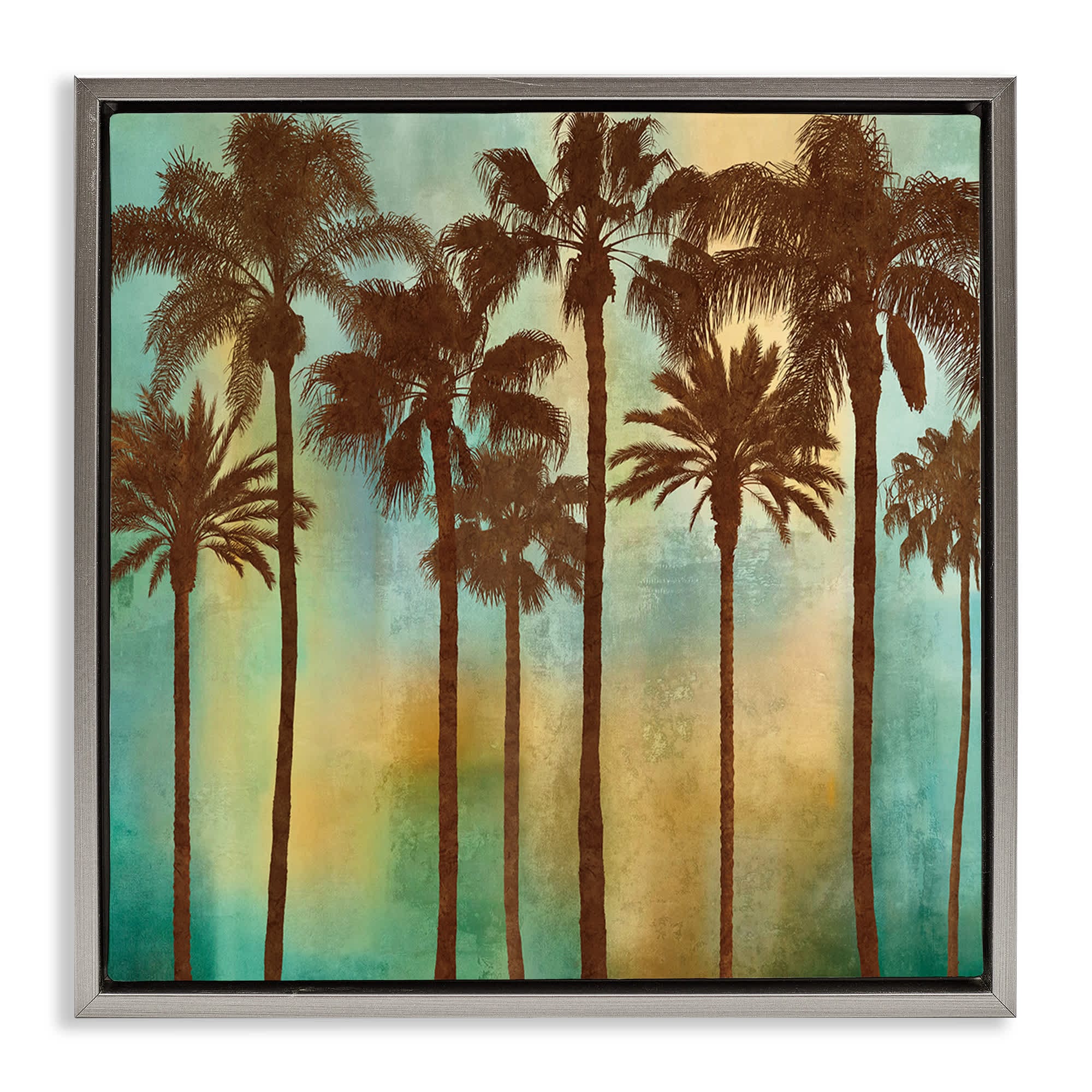 Stupell Industries BS-550-FFL-17X17 Looming Palms on Gradient Gray Framed Floater Canvas Wall Art By John Seba 18 x 18
