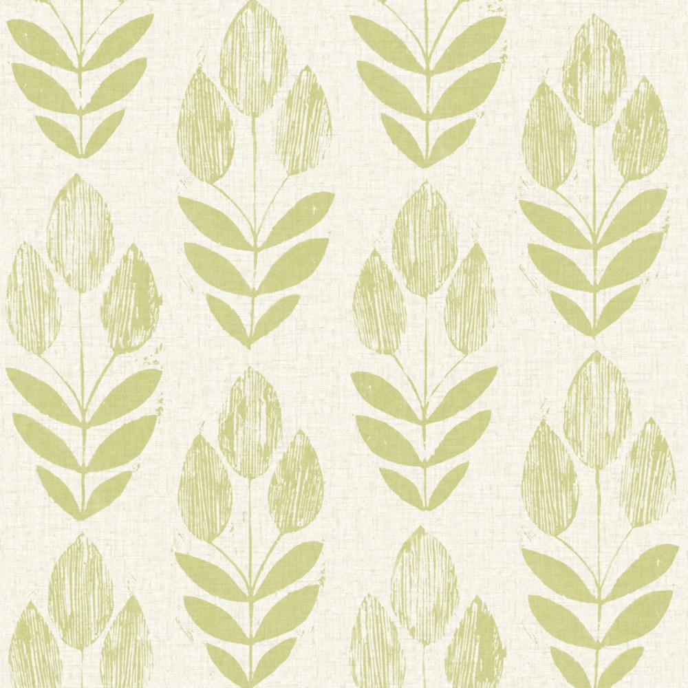 Beacon House 2535-20649 Simple Space 2 56.0-Sq. Feet White/Green Non-woven Floral Unpasted Wallpaper